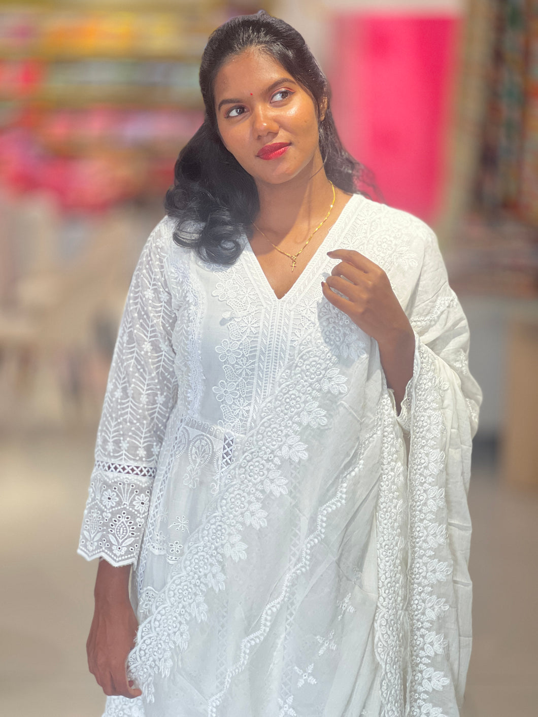 Machine Embroidery Pure Cotton Kurta Set  | FW340