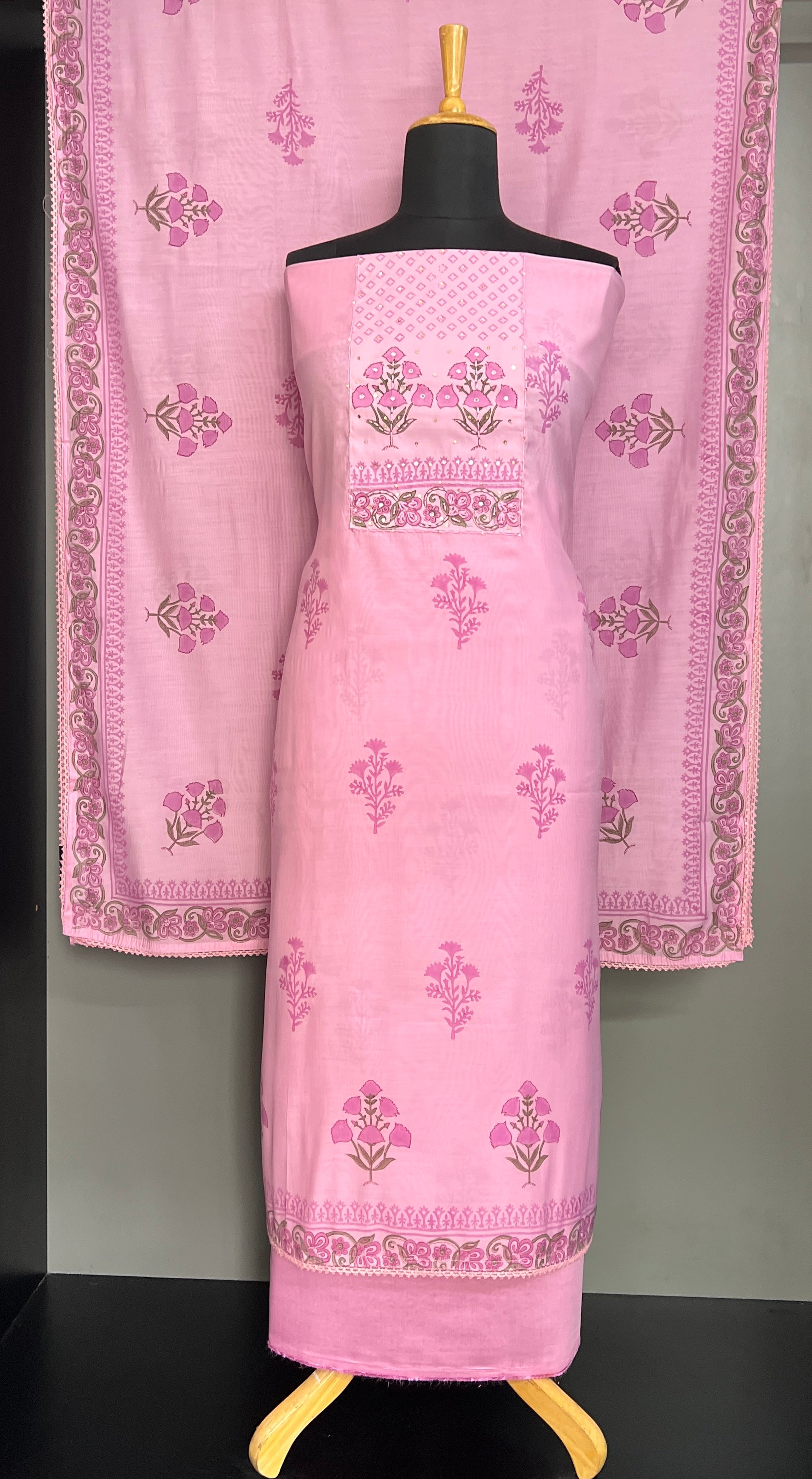 Digital Printed Mul Chanderi Salwar Set | SSC109