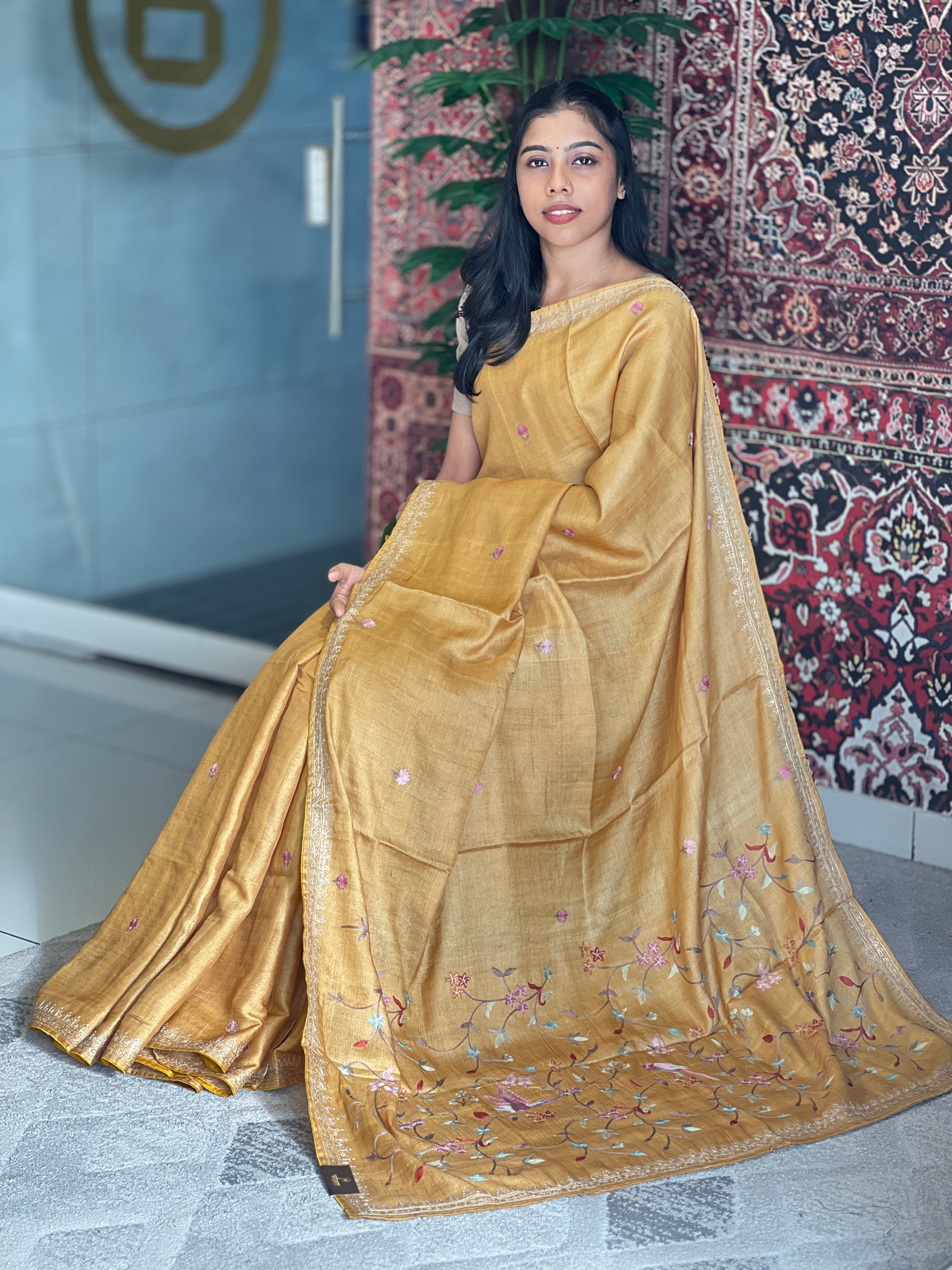 Embroidery With Zari Border Detailed Tussar Saree | RGD730