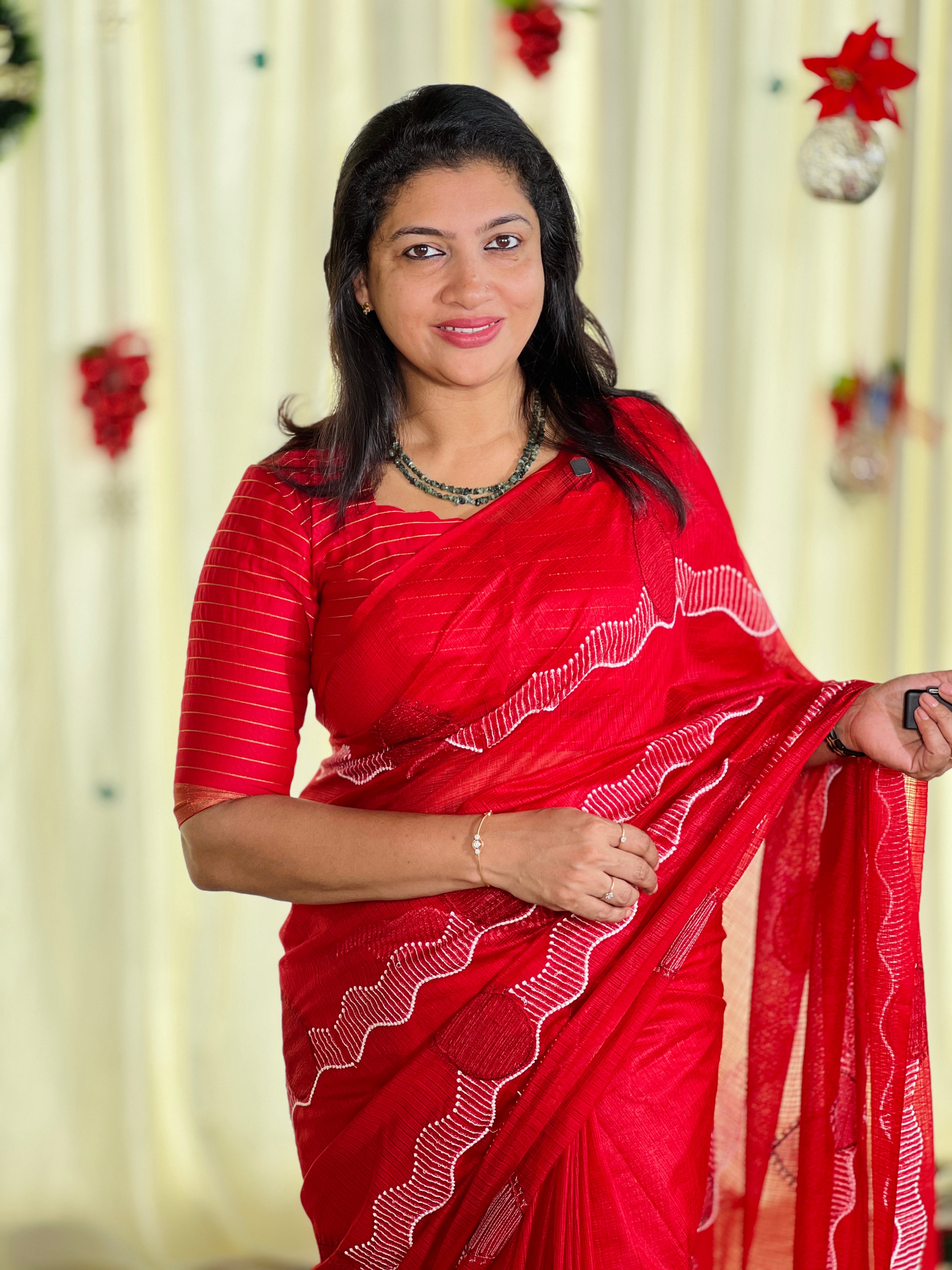 Machine Point Embroidery Detailed Kota Saree | NHH569