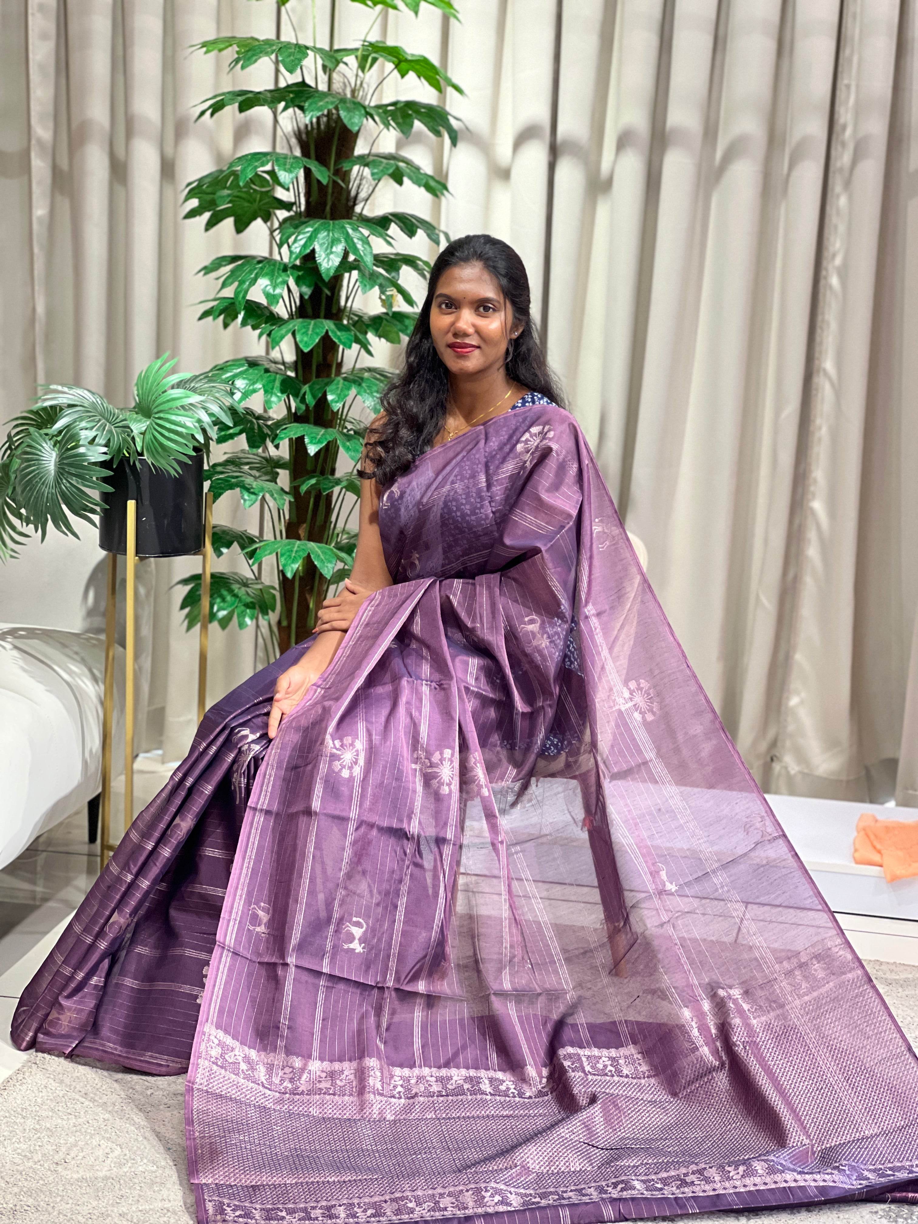 Stripe Woven Silk Cotton Saree | JAT122