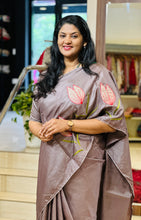 Floral Applique Work Detailed Pure Tussar Silk Saree | DN828