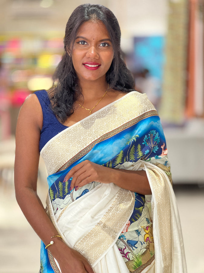 Digital Printed Semi Silk Saree | HT184