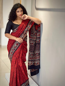 Block Printed Modal Saree | PF1065