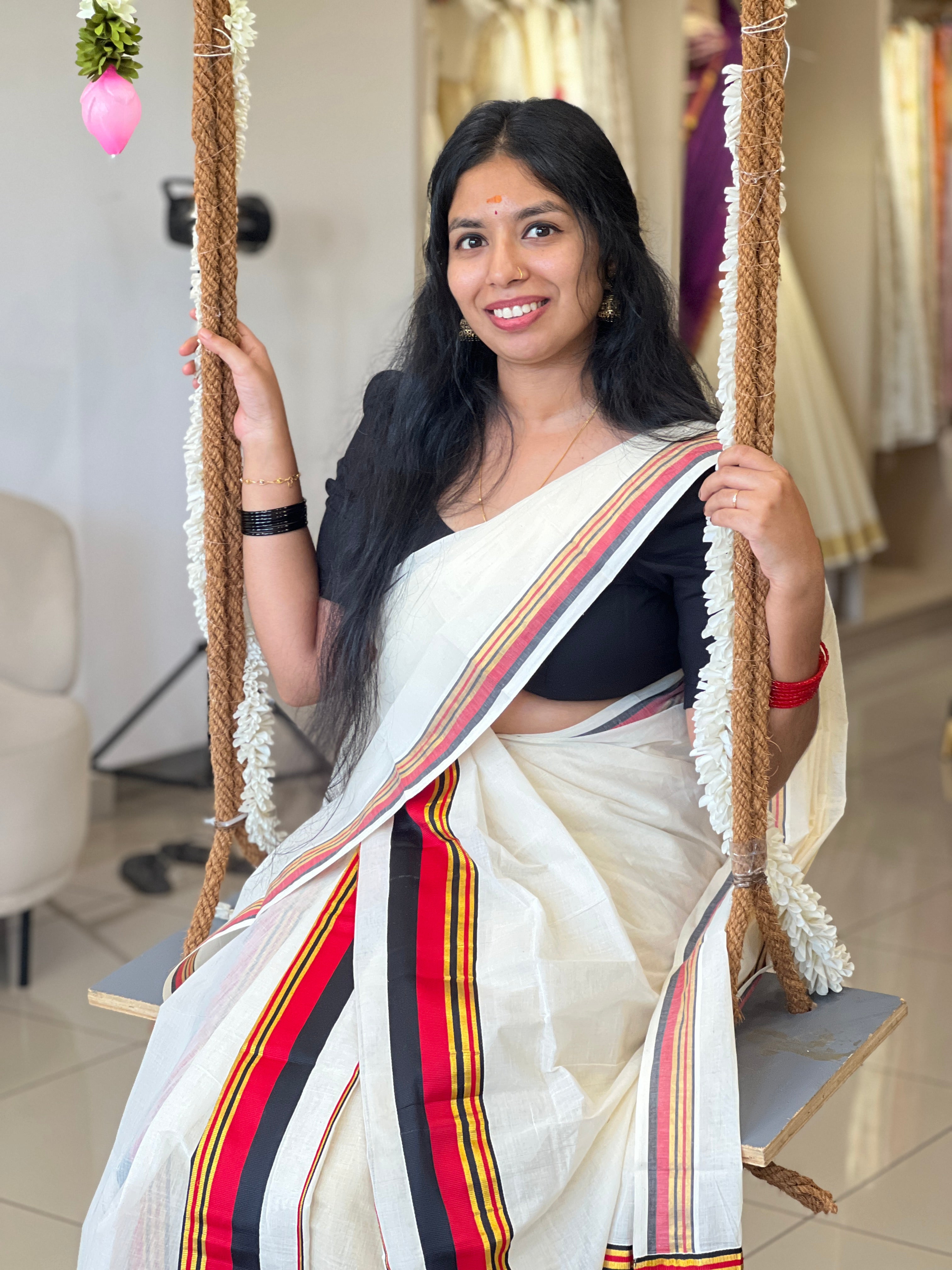 Stripe Border Pattern Kerala Cotton Set Mundu | GAT586
