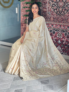 Embroidery With Zari Border Detailed Tussar Saree | RGD731
