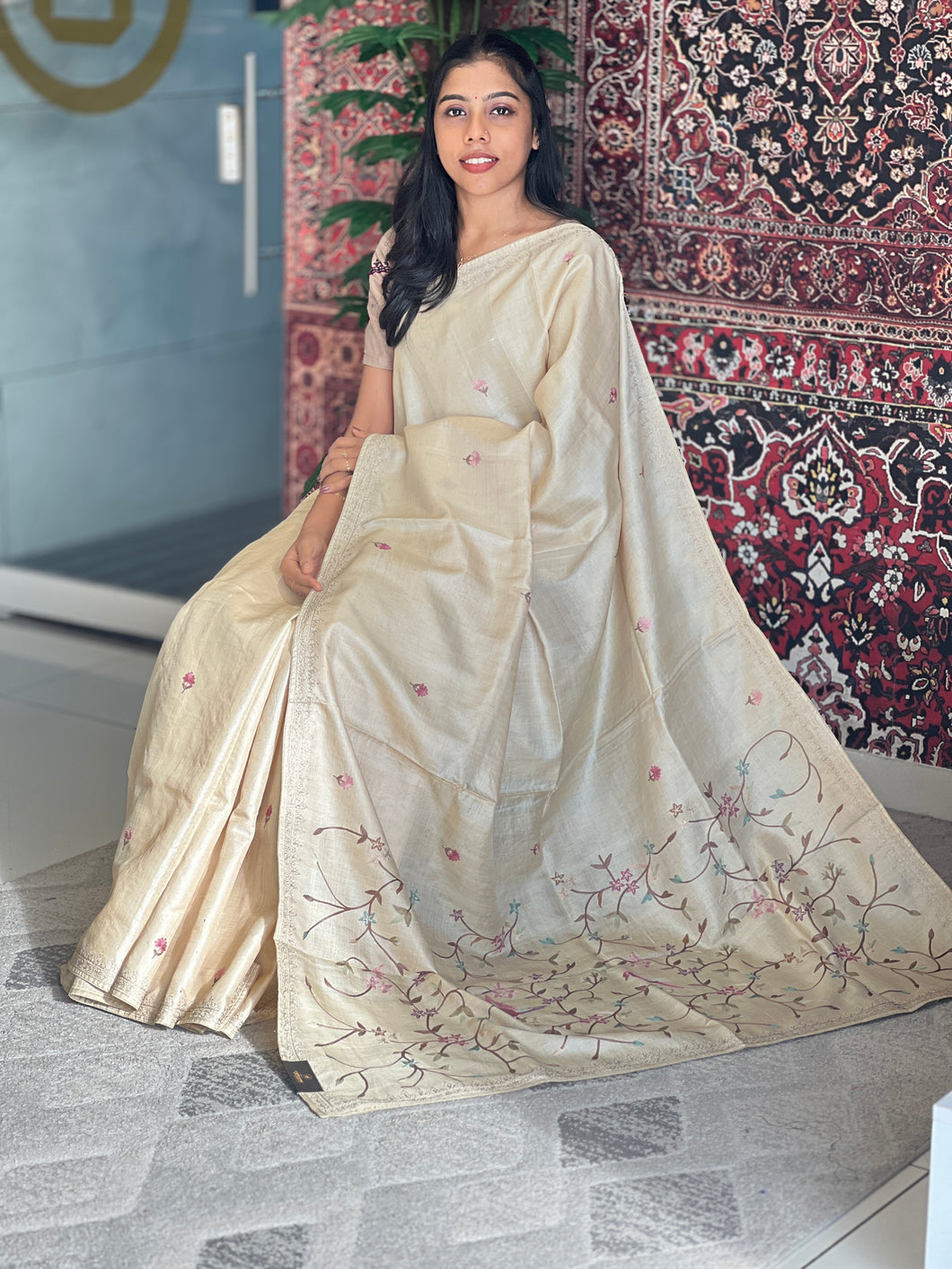 Embroidery With Zari Border Detailed Tussar Saree | RGD731
