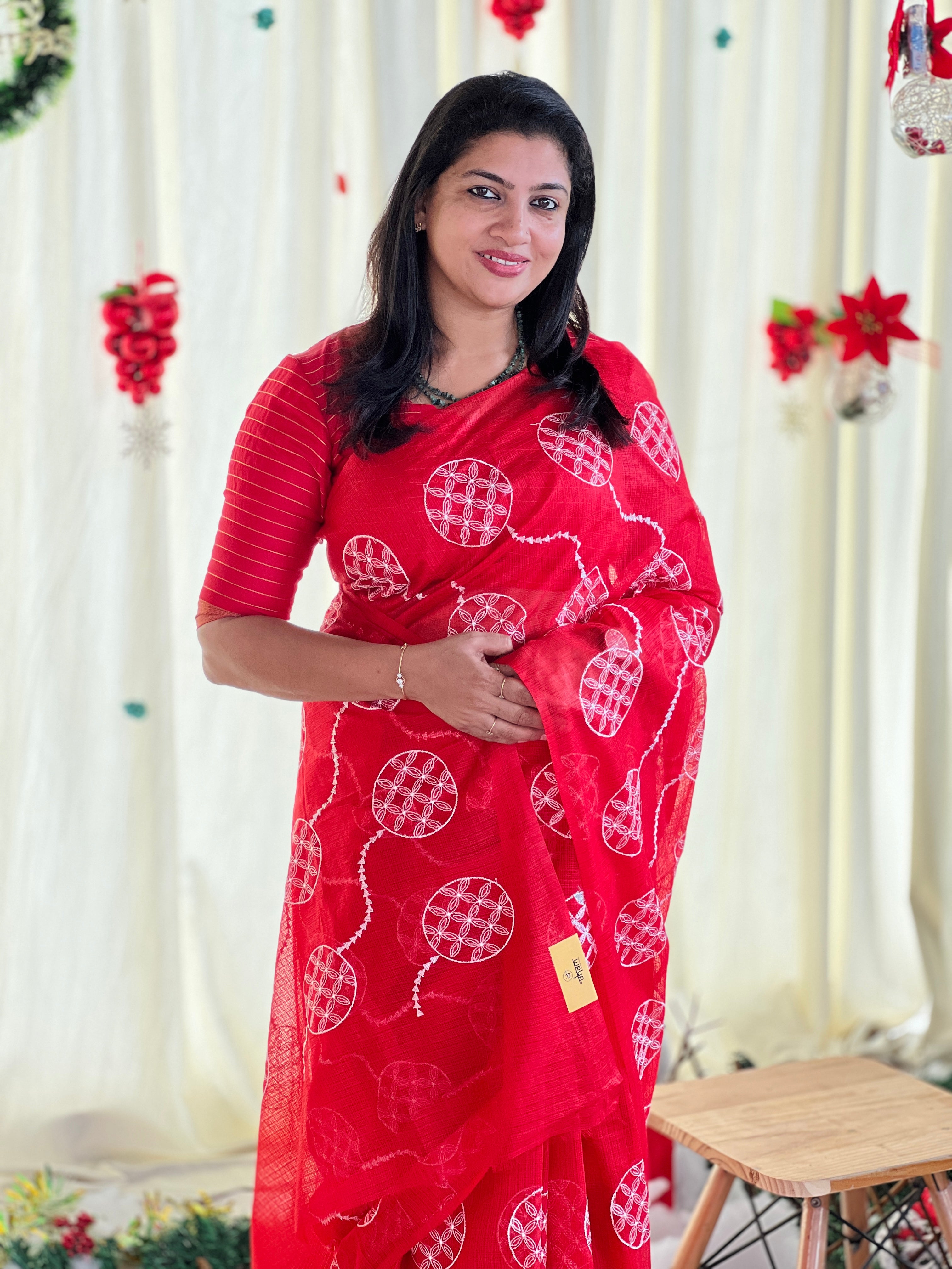 Lucknowi Inspired Embroidery Detailed Kota Saree | NHH564