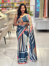 Multi-Colour Print Detailed Chinon Saree | SSN355