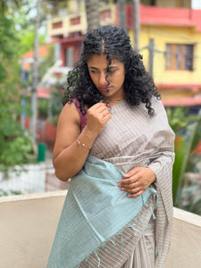 Stripe Weaving Pattern Tussar Finish Saree | DLS204