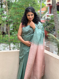 Stripe Weaving Pattern Tussar Finish Saree | DLS204