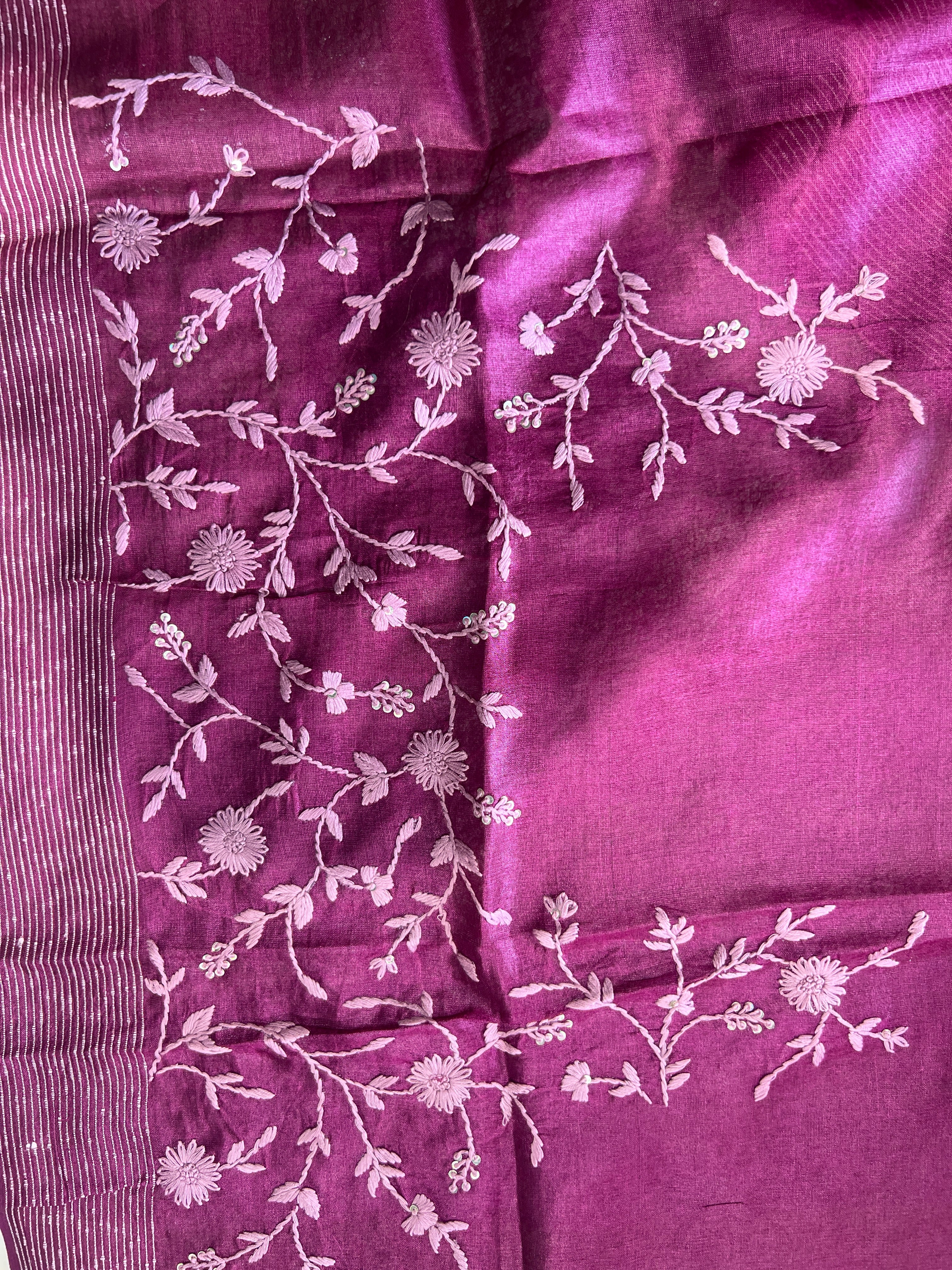 Hand Embroidered Pure Tussar Saree | RGD705