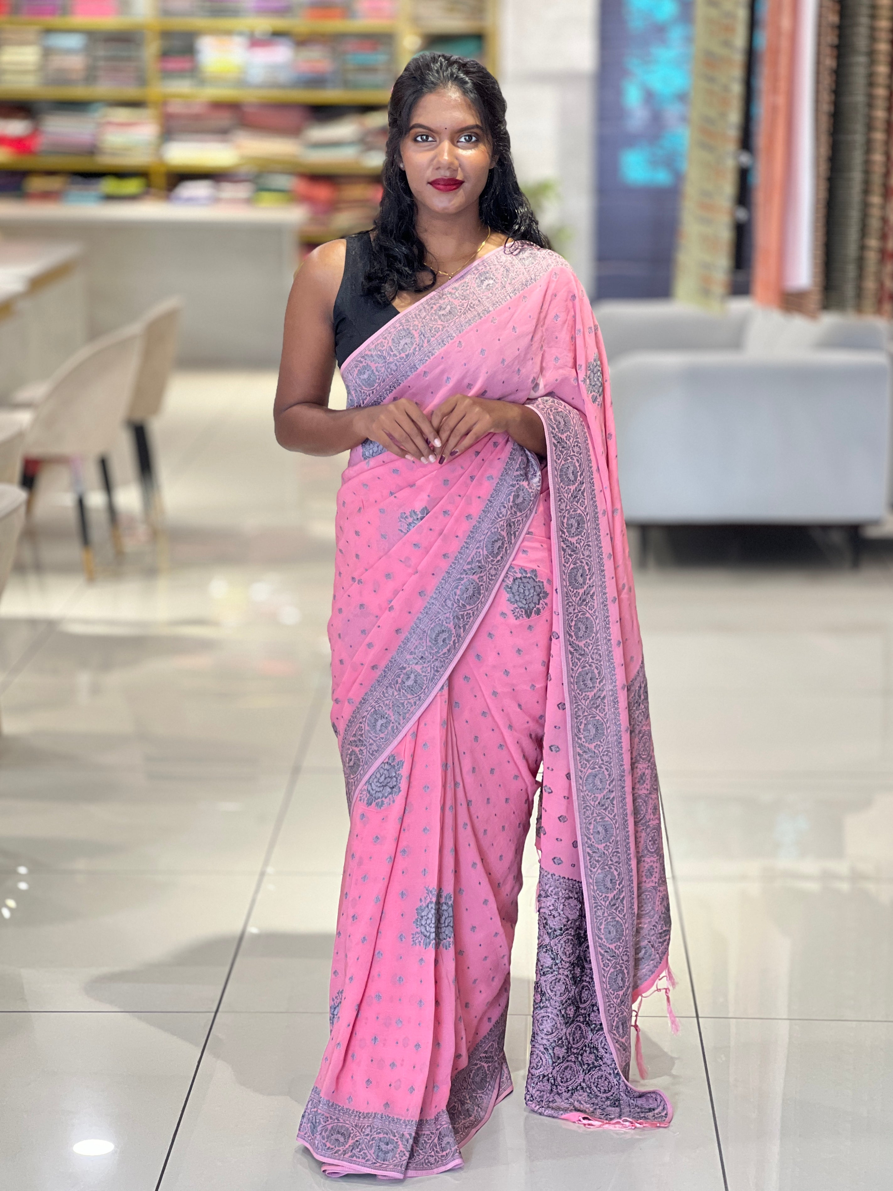 Traditional Banarasi Pattern Georgette Saree | AV207