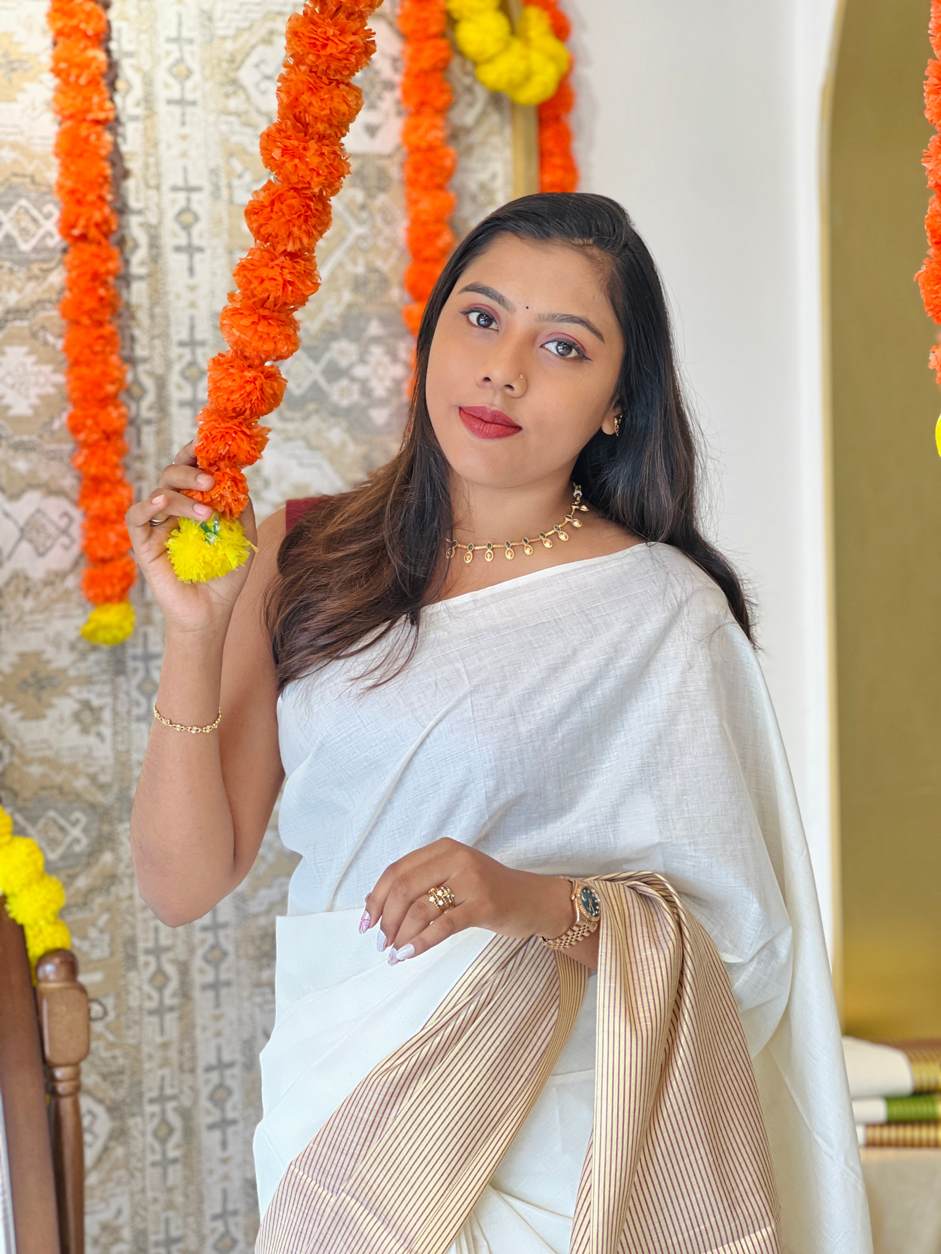 Zari Line Border Kerala Cotton Saree | RLF199
