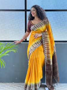 Kesiya Weaving Bhagalpuri Linen Saree | US210