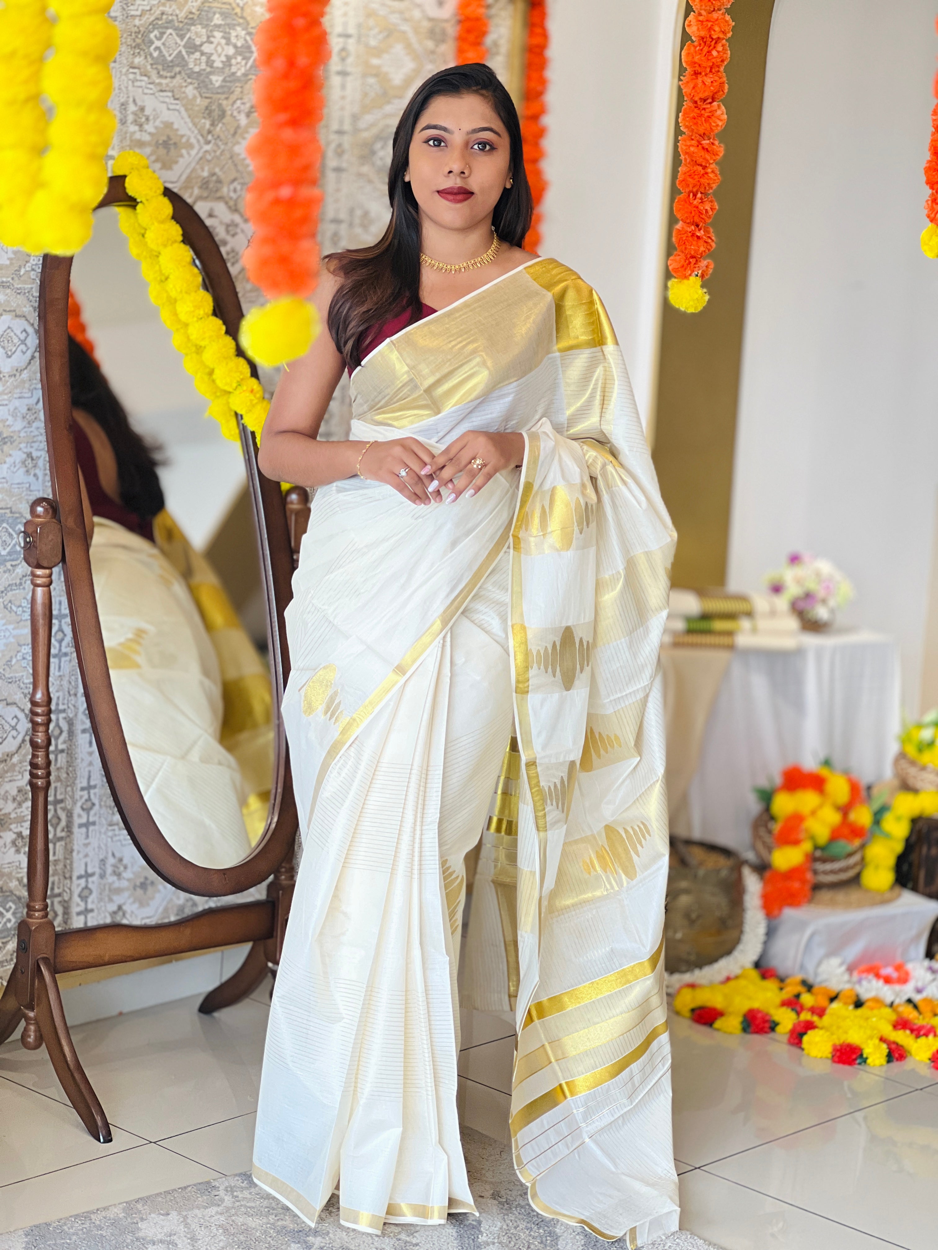 Border Detailed Kerala Cotton Saree | RLF145
