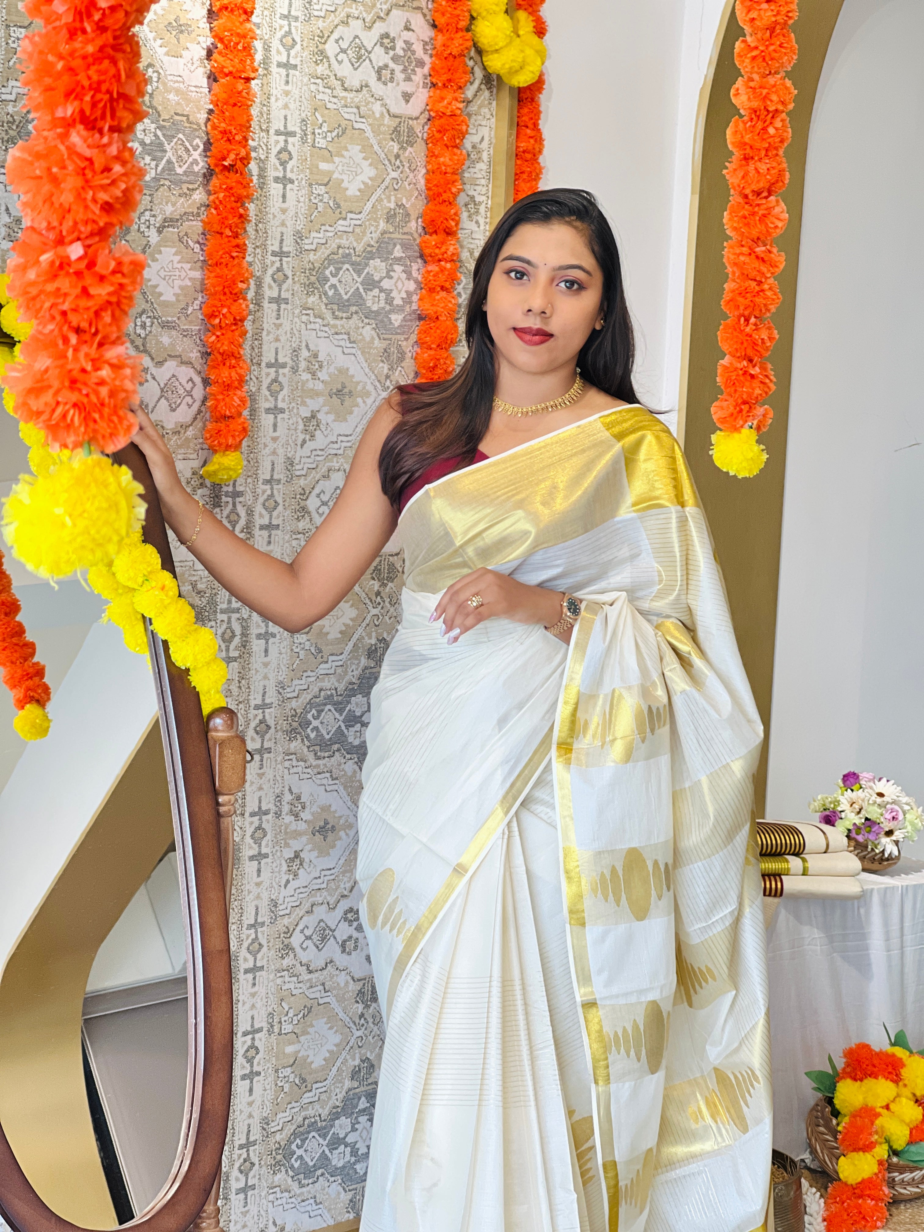 Border Detailed Kerala Cotton Saree | RLF145