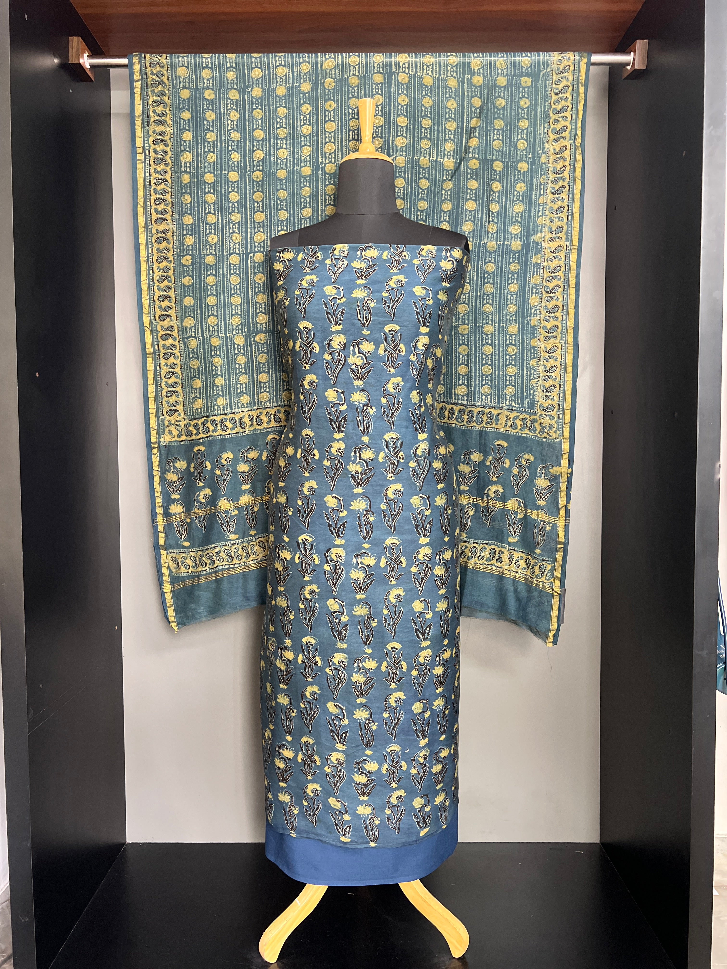 Hand Block Printed Chanderi Salwar Set | MF203