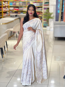Leaf & Floral Jaal Embroidery Detailed Tissue Chanderi Silk Saree | DN779