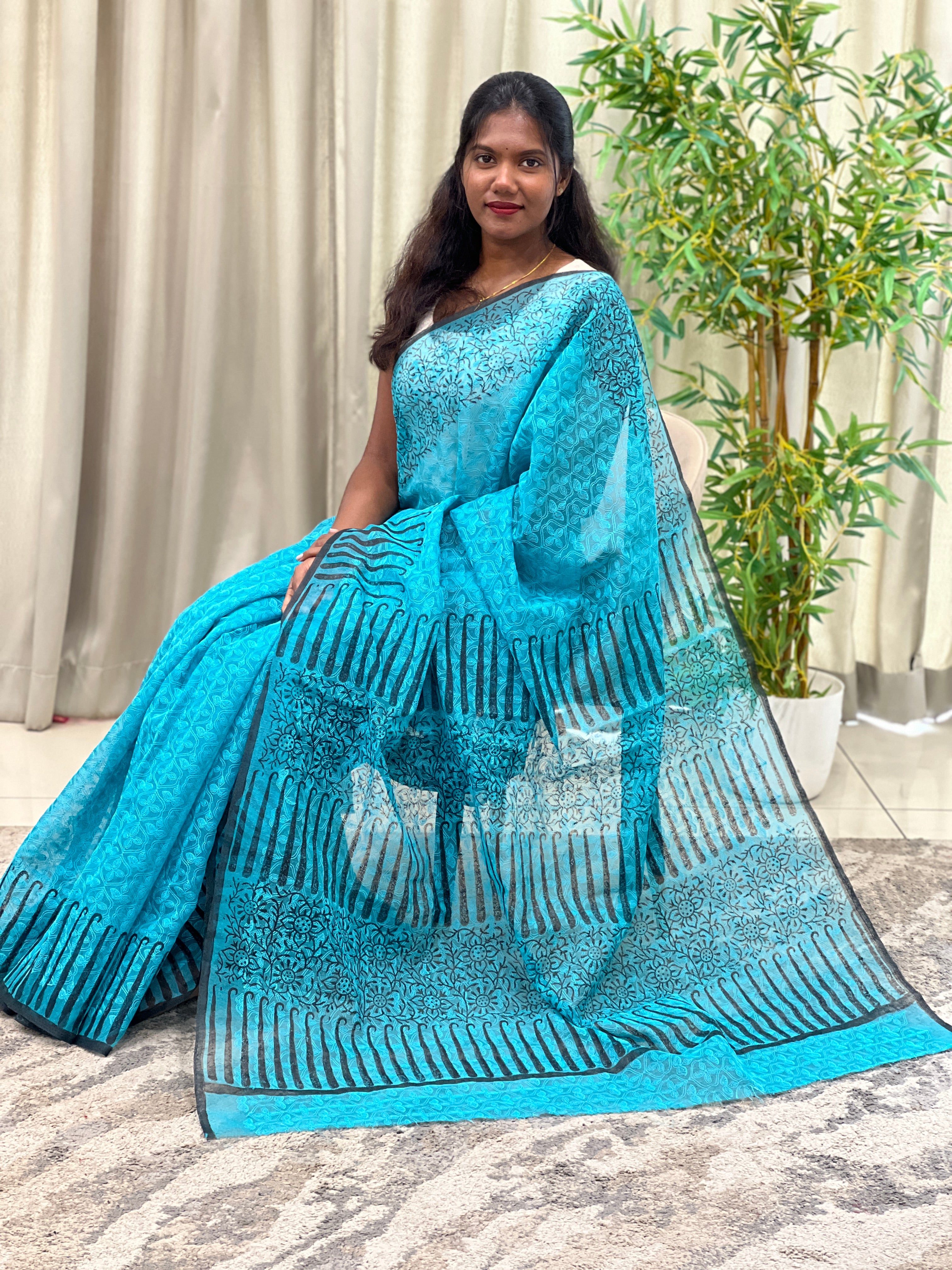 Floral Embroidery Tepchi Kota Saree | JSC702