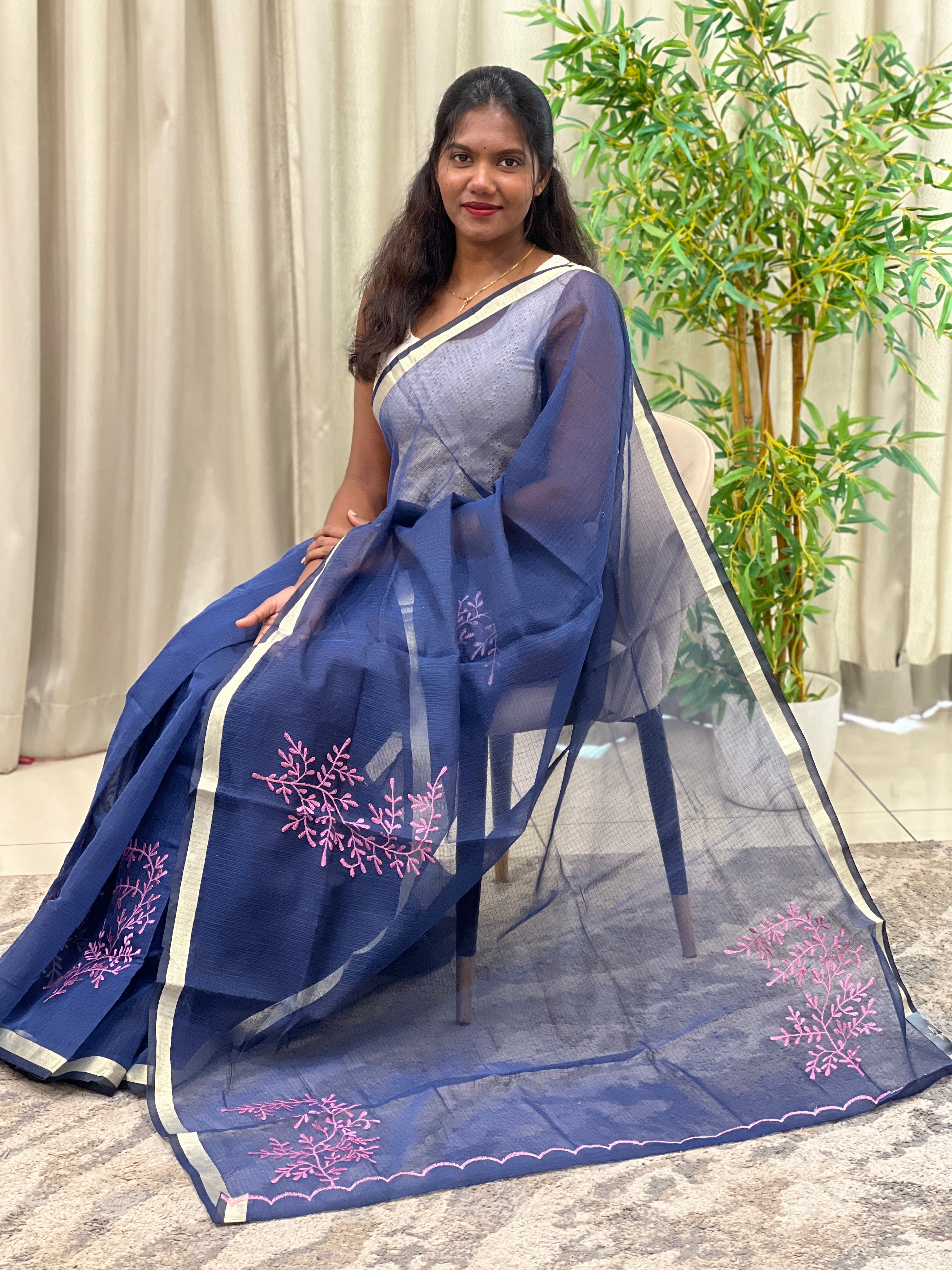 Machine Embridered Silky Kota Saree | RK355