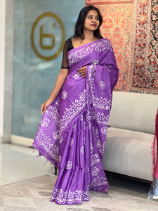 Batik Inspired Printed Tussar Finish Saree | US241