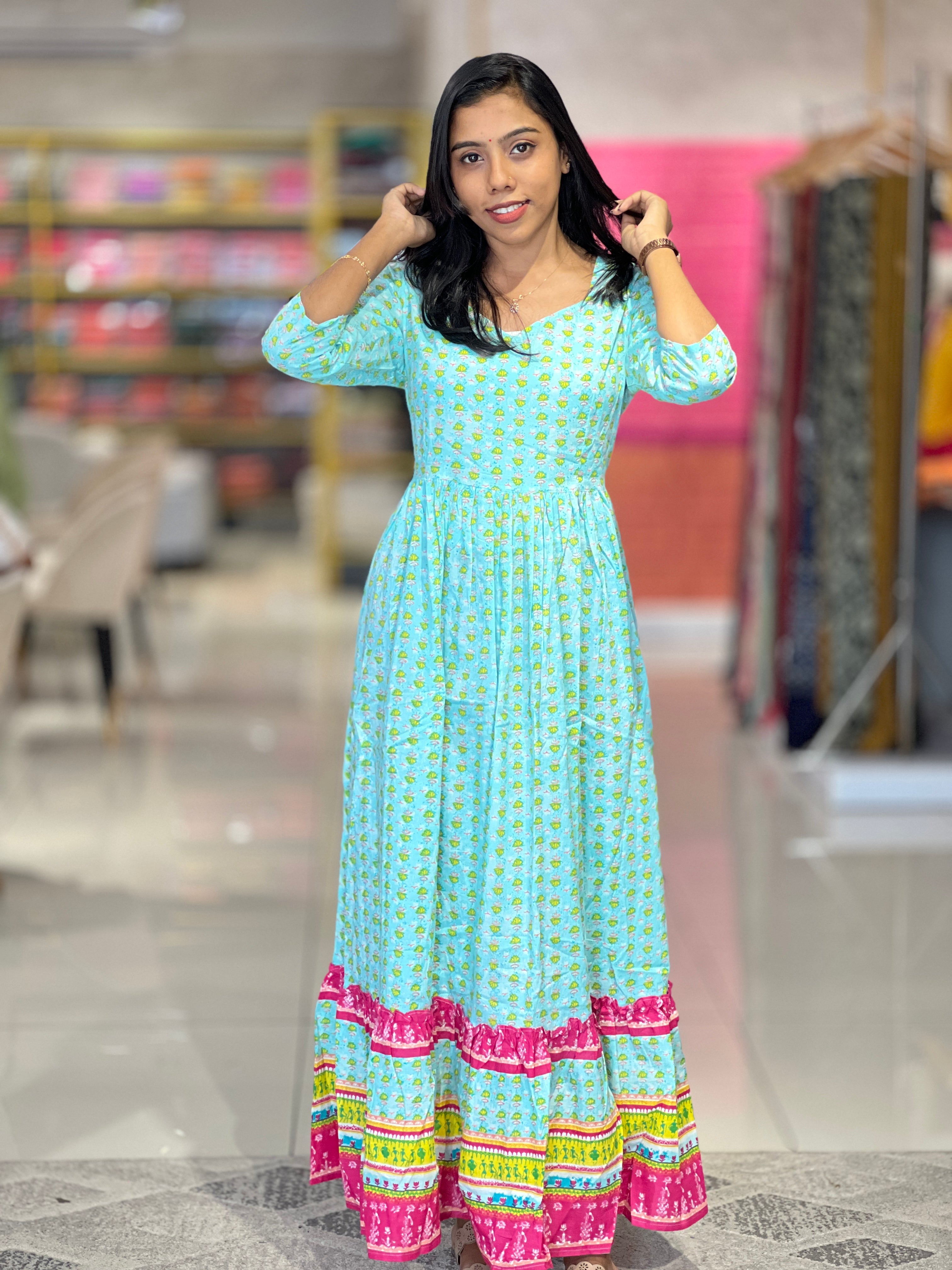 Floral Print Detailed Cotton Kurta |  TBS104