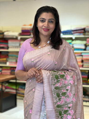 Floral Embroidered Basbara Silk Saree | NHH363