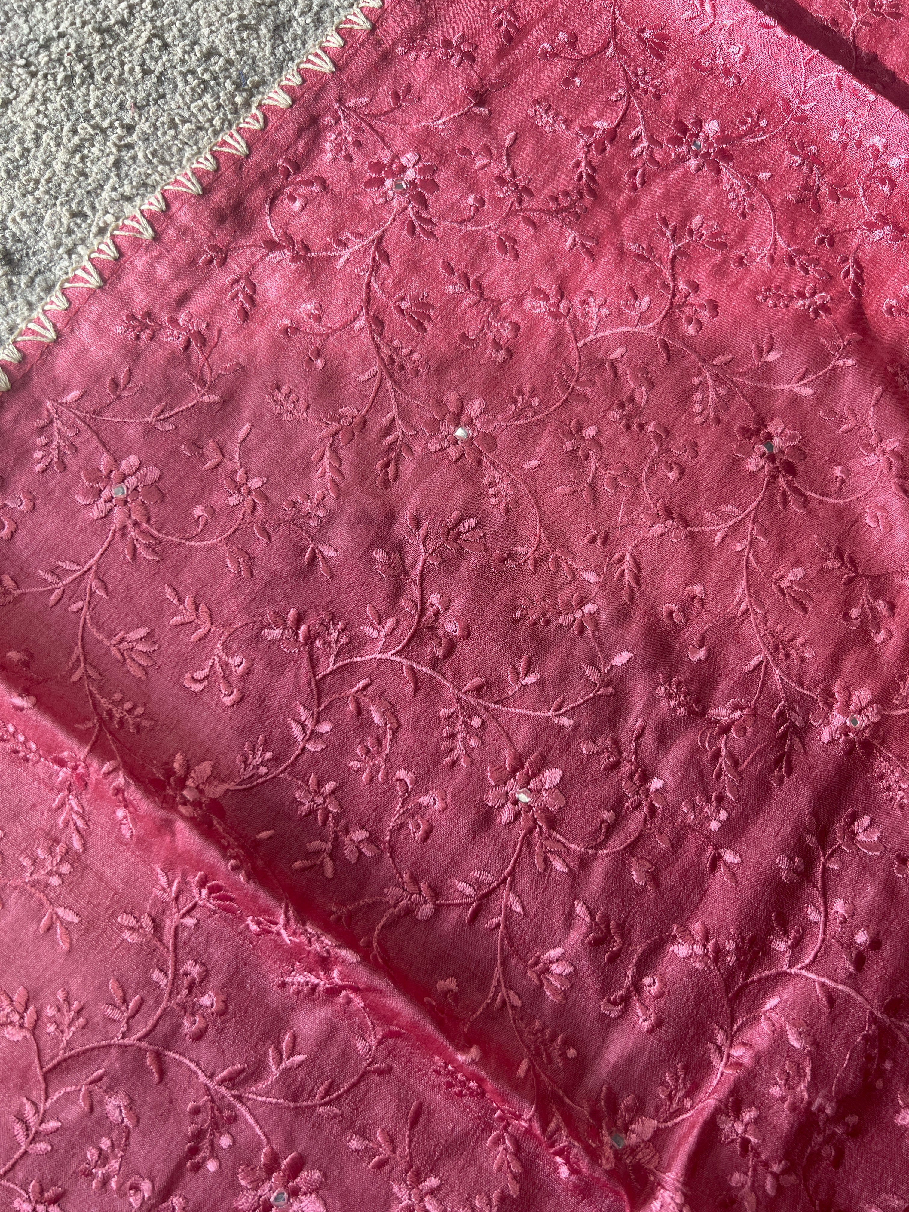 Floral Embroidery With Mirror Detailed Pure Tussar Saree | RGD734