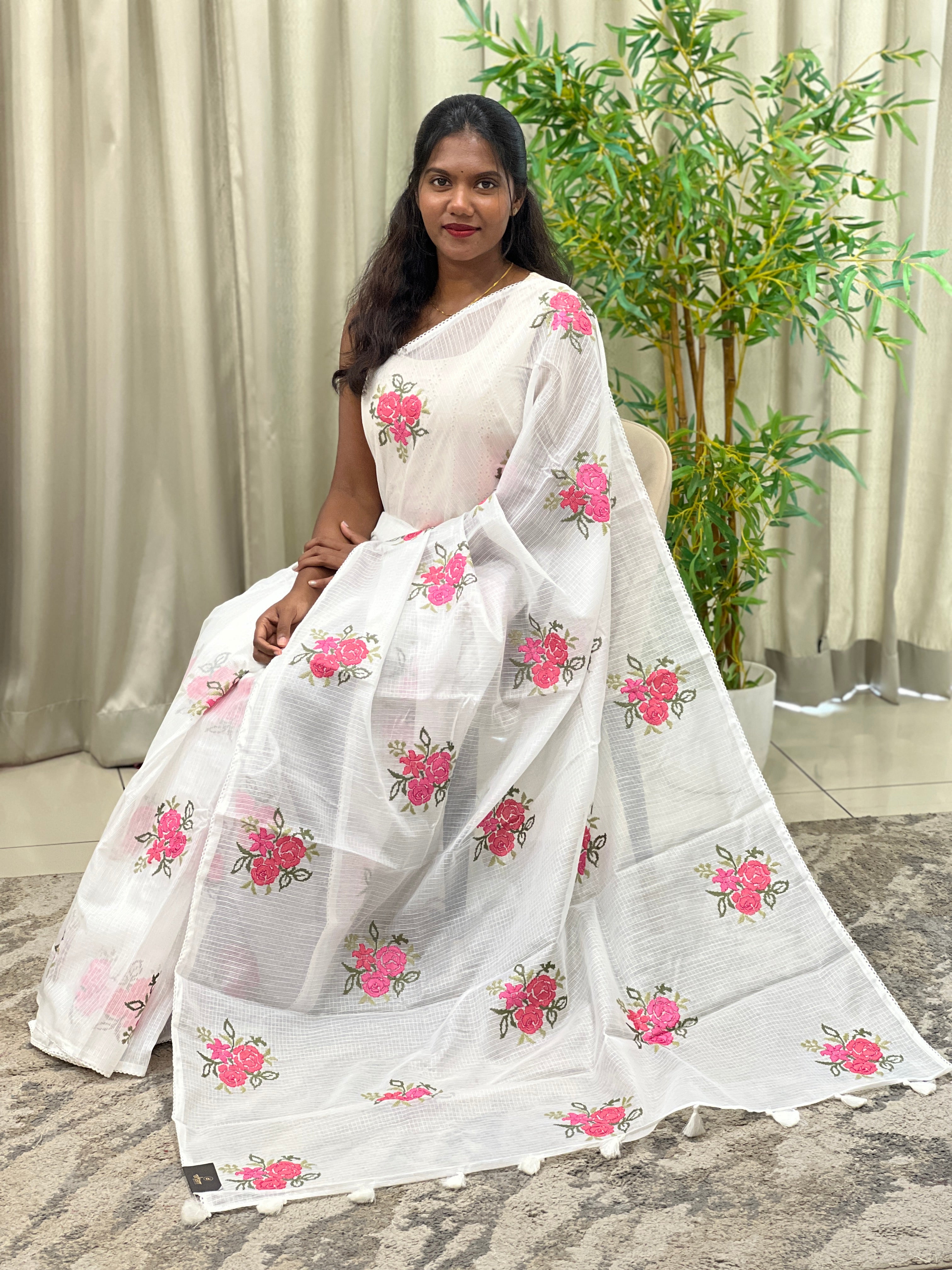 Cross Stitch Embroidery Kota Saree | MR564