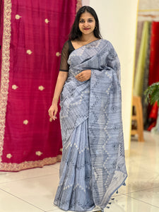 Embroidered Semi Tussar Saree | YNG486