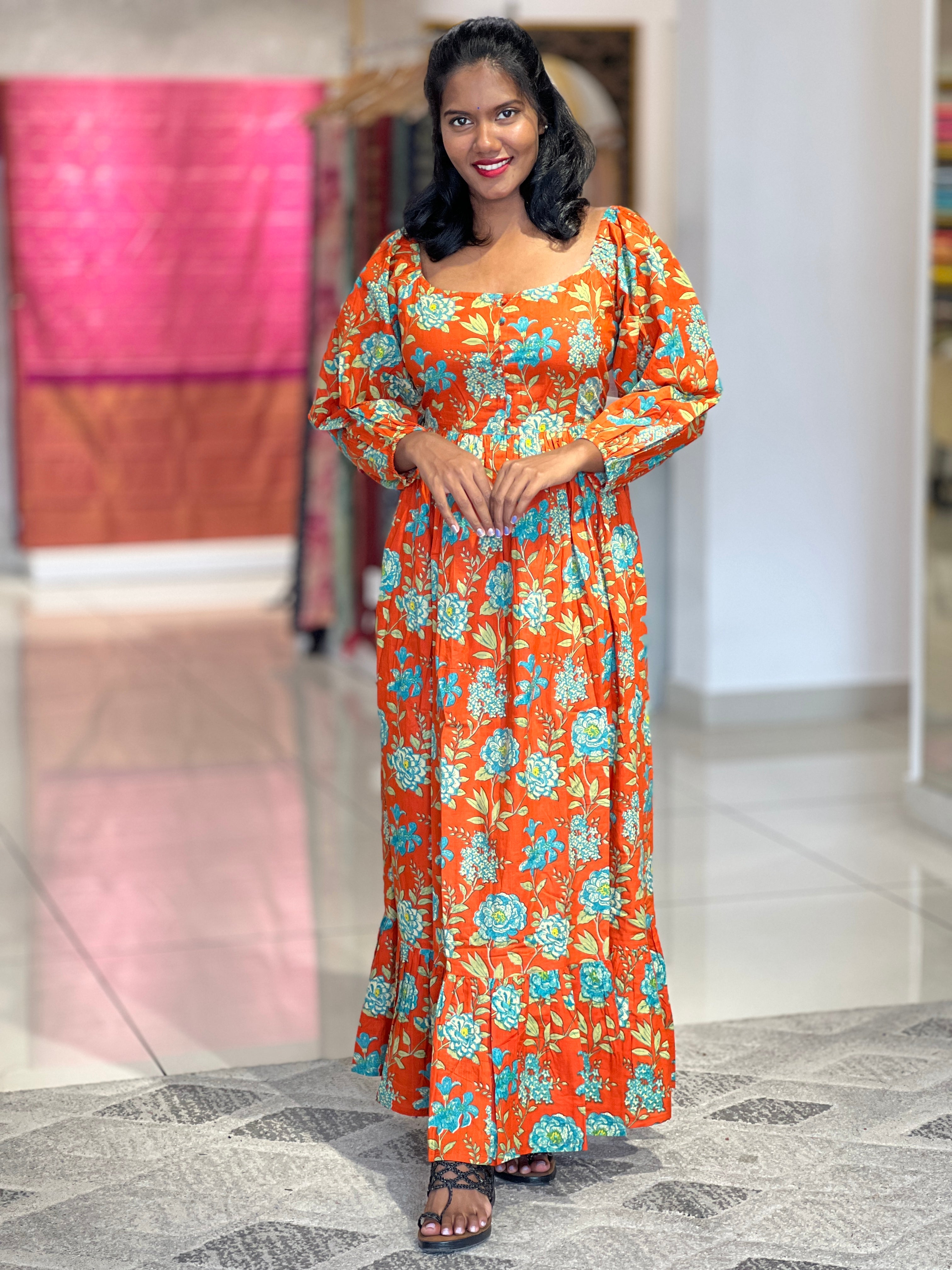 Floral Print Detailed Cotton Kurta | TBS119