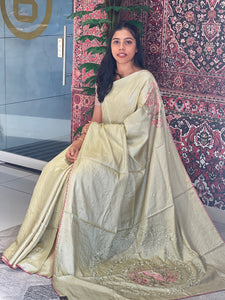 Embroidery With Mirror Detailed Pure Tussar Saree | RGD735