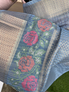 Cross Stitch Embroidery Semi Silk Saree | BLD155