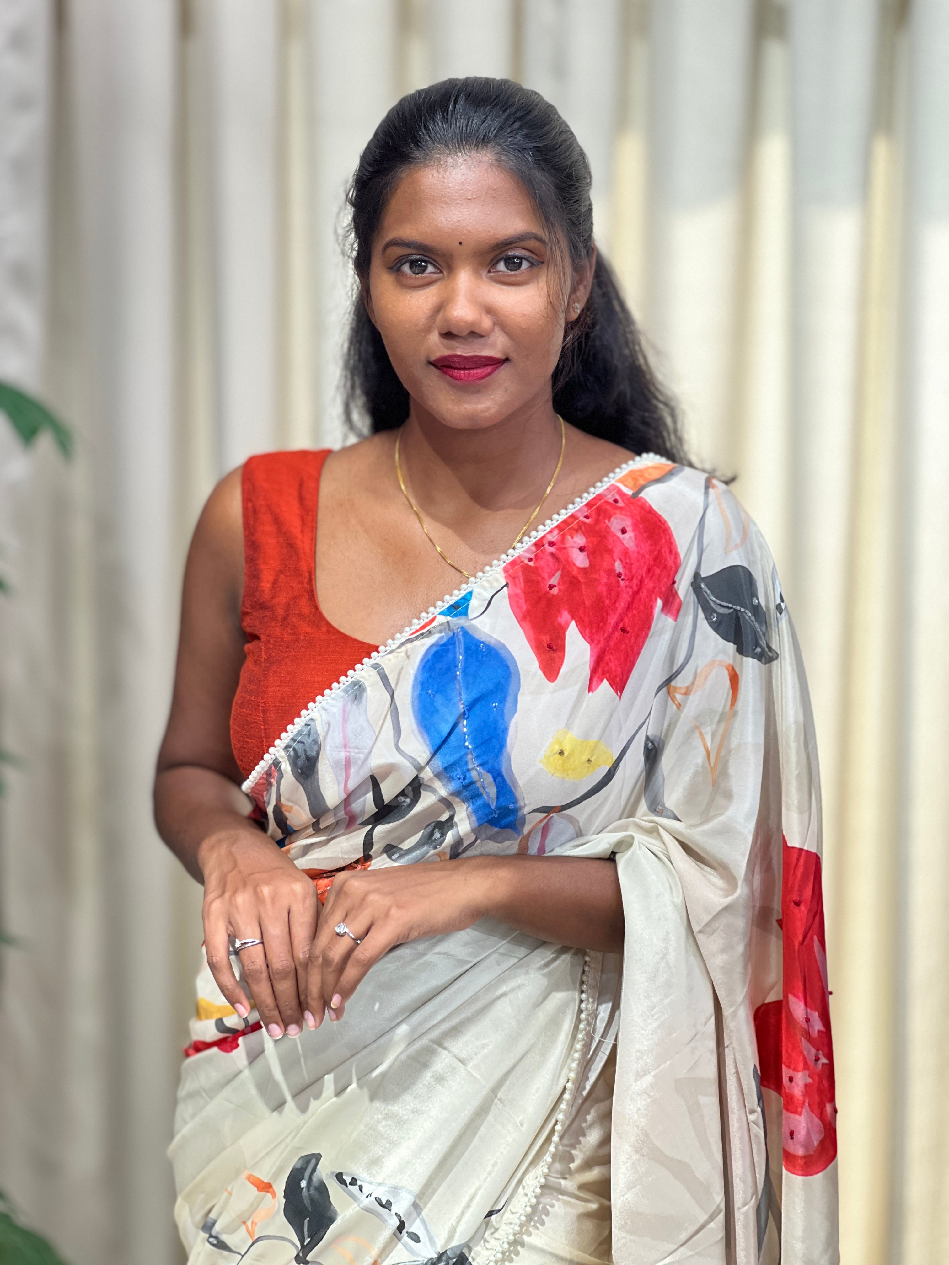 Floral Digital Printed Crepe Silk Saree | HT450