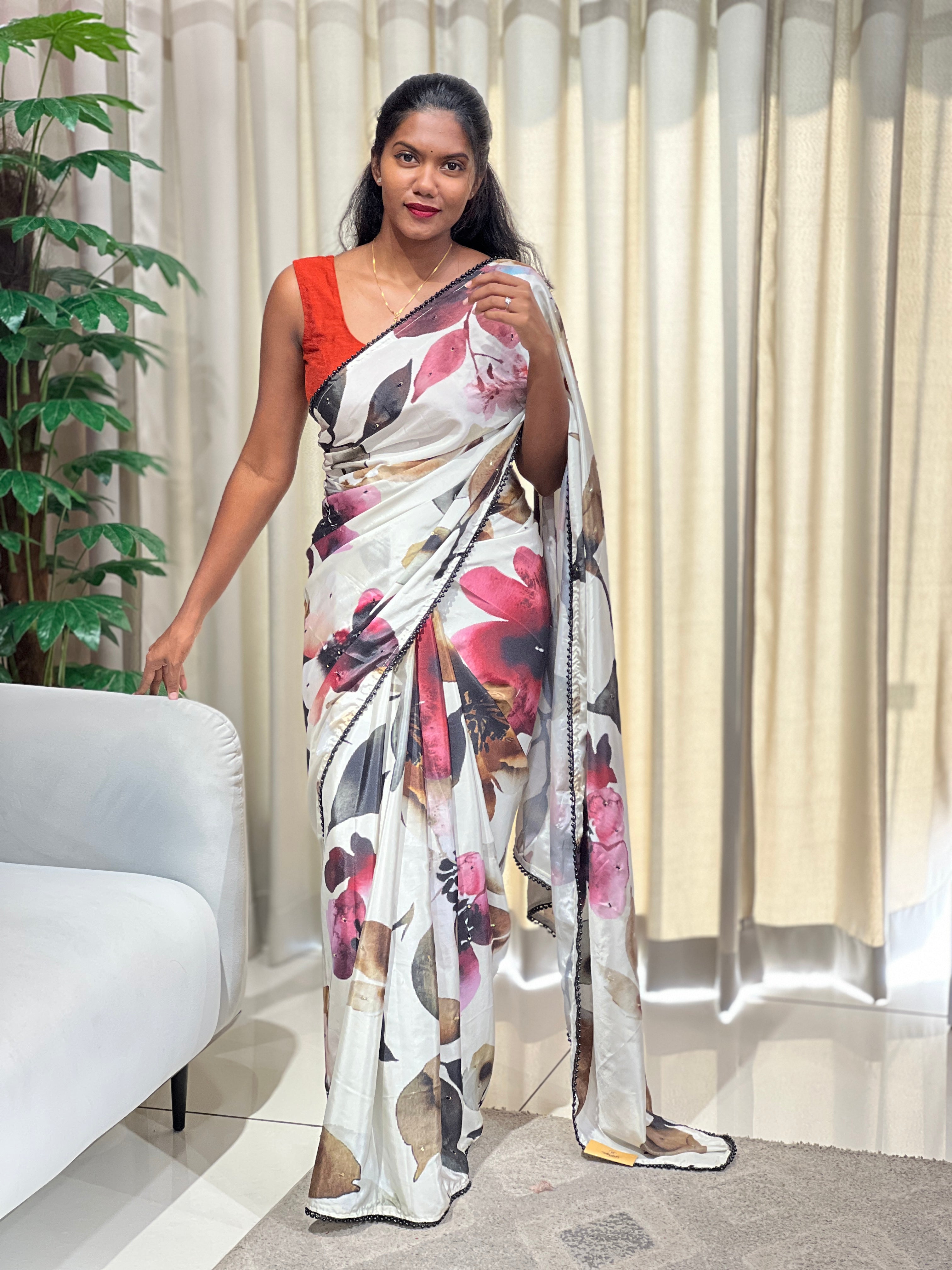 Floral Digital Printed Crepe Silk Saree | HT448