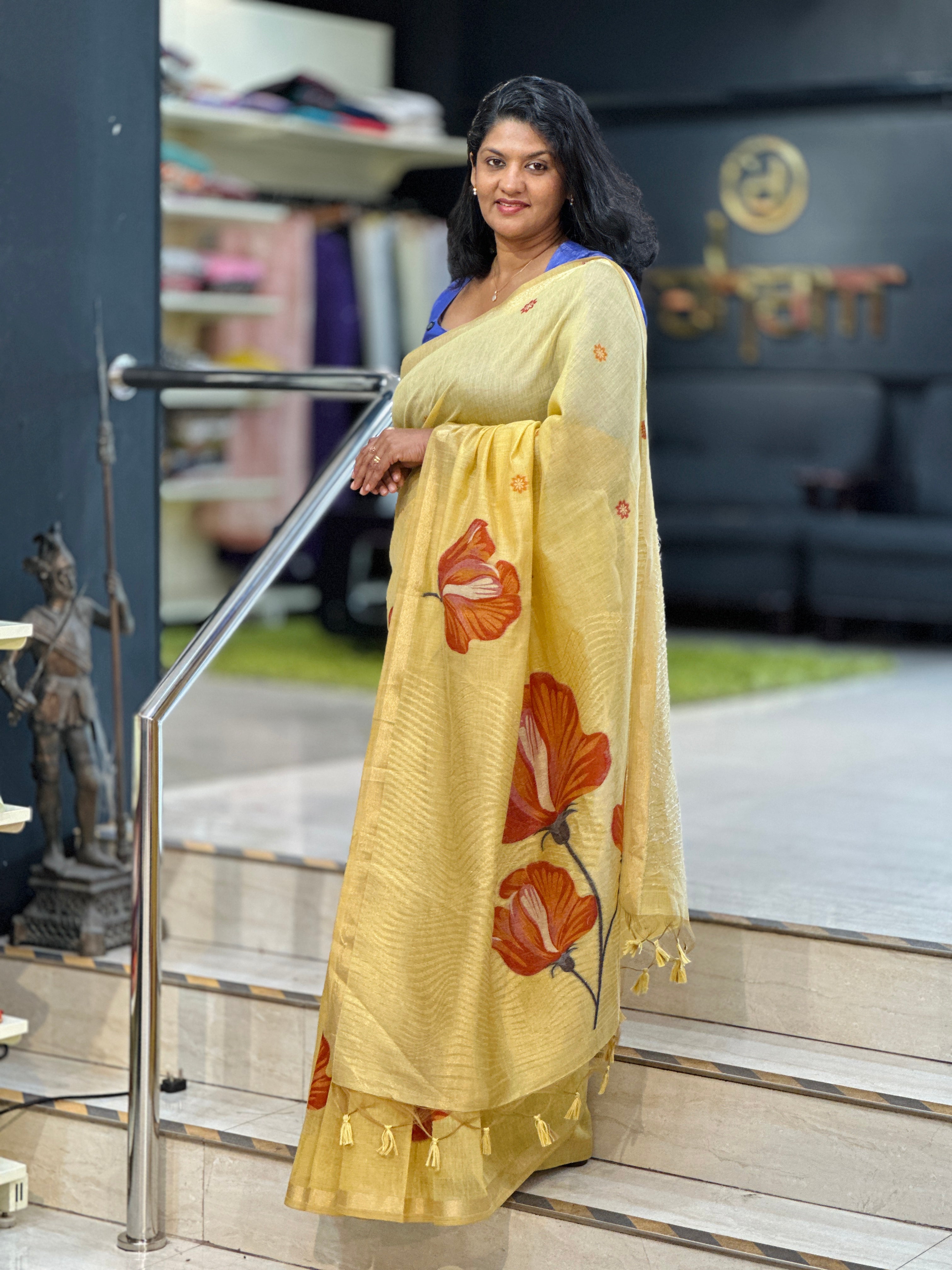 Tissue Jamdhani Floral Motifs Powerloom  Saree | AYT111