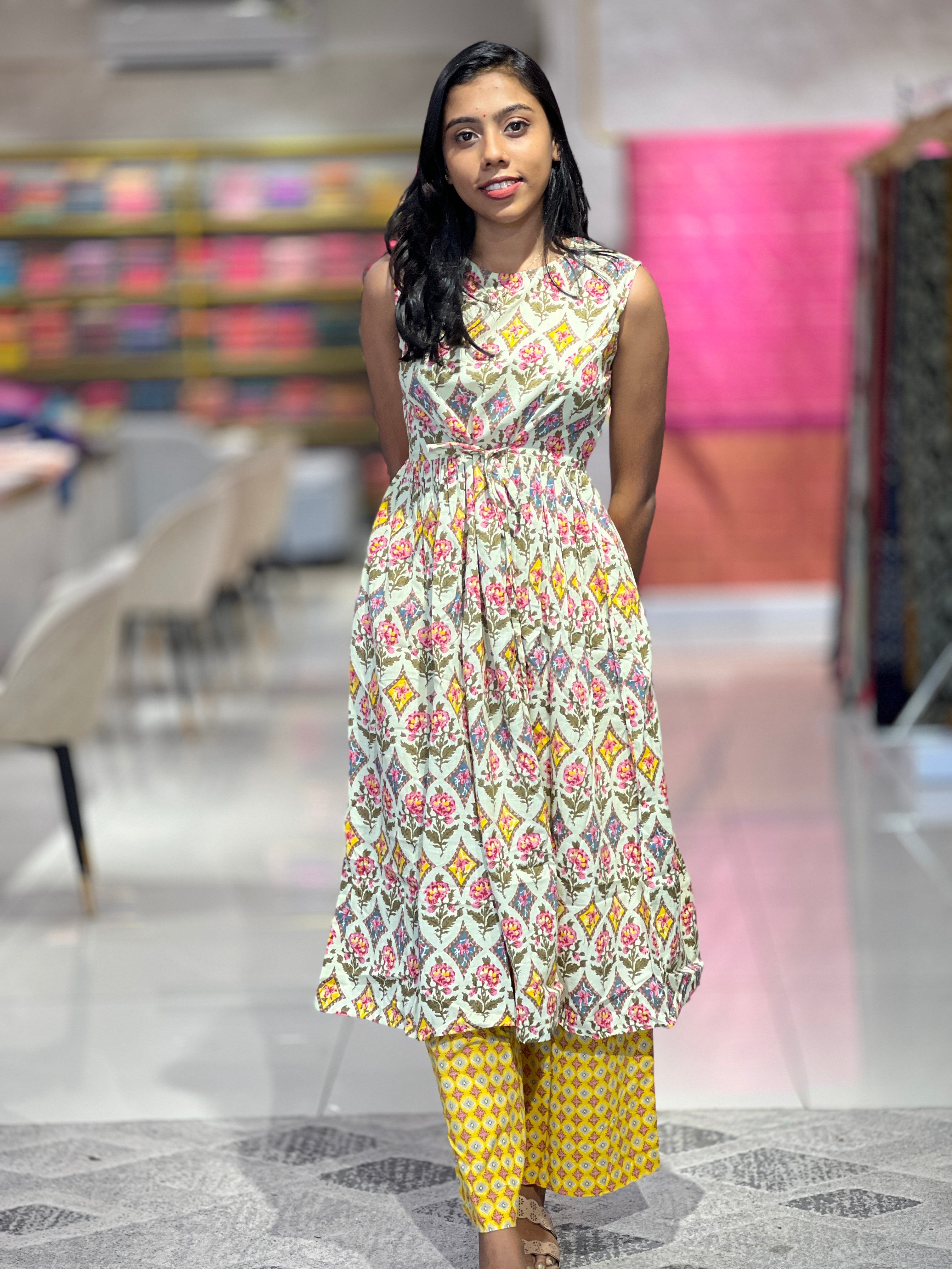 Floral Printed Cotton Kurta Set | TBS112