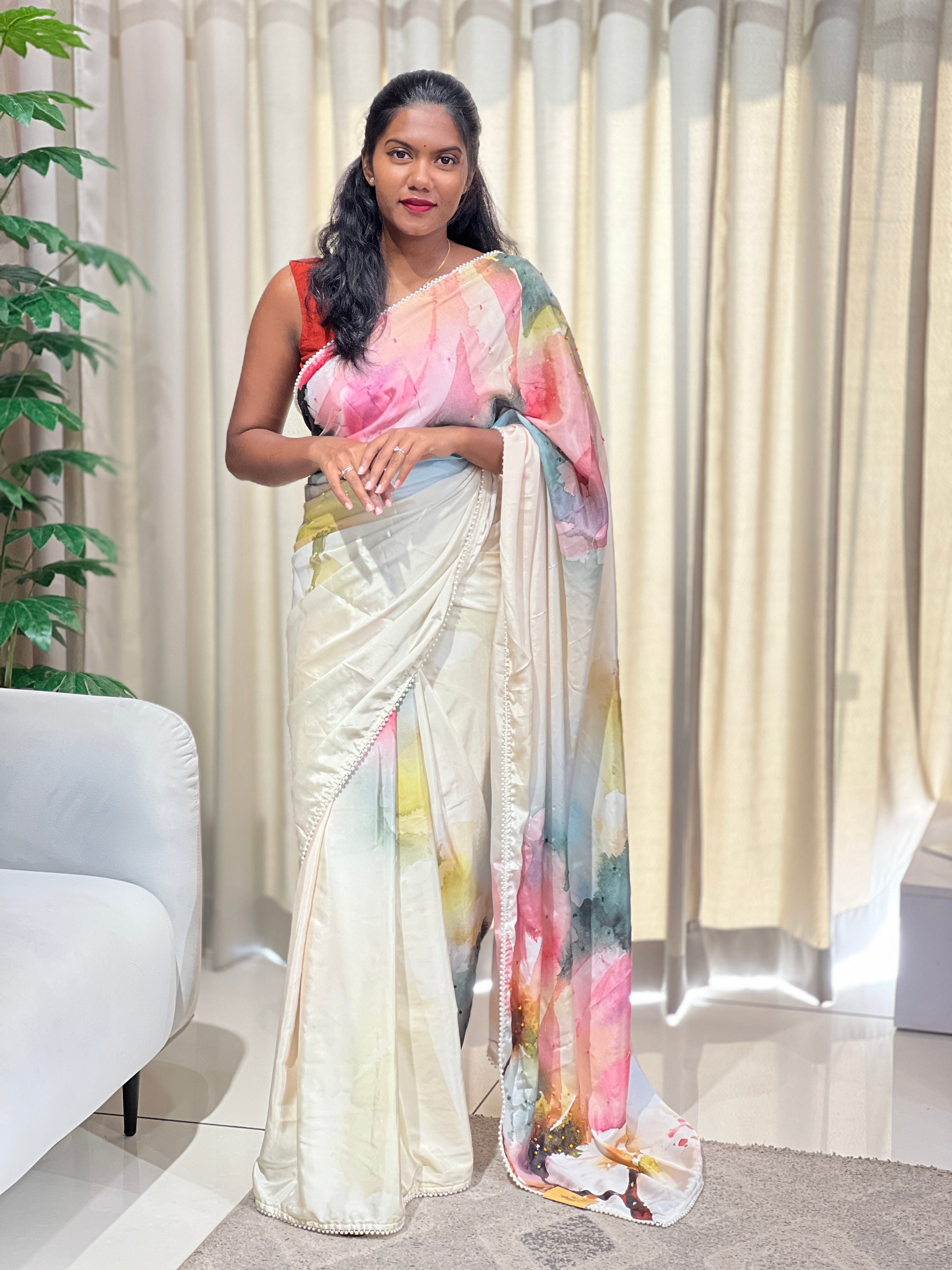Digital Printed Crepe Silk Saree | HT446