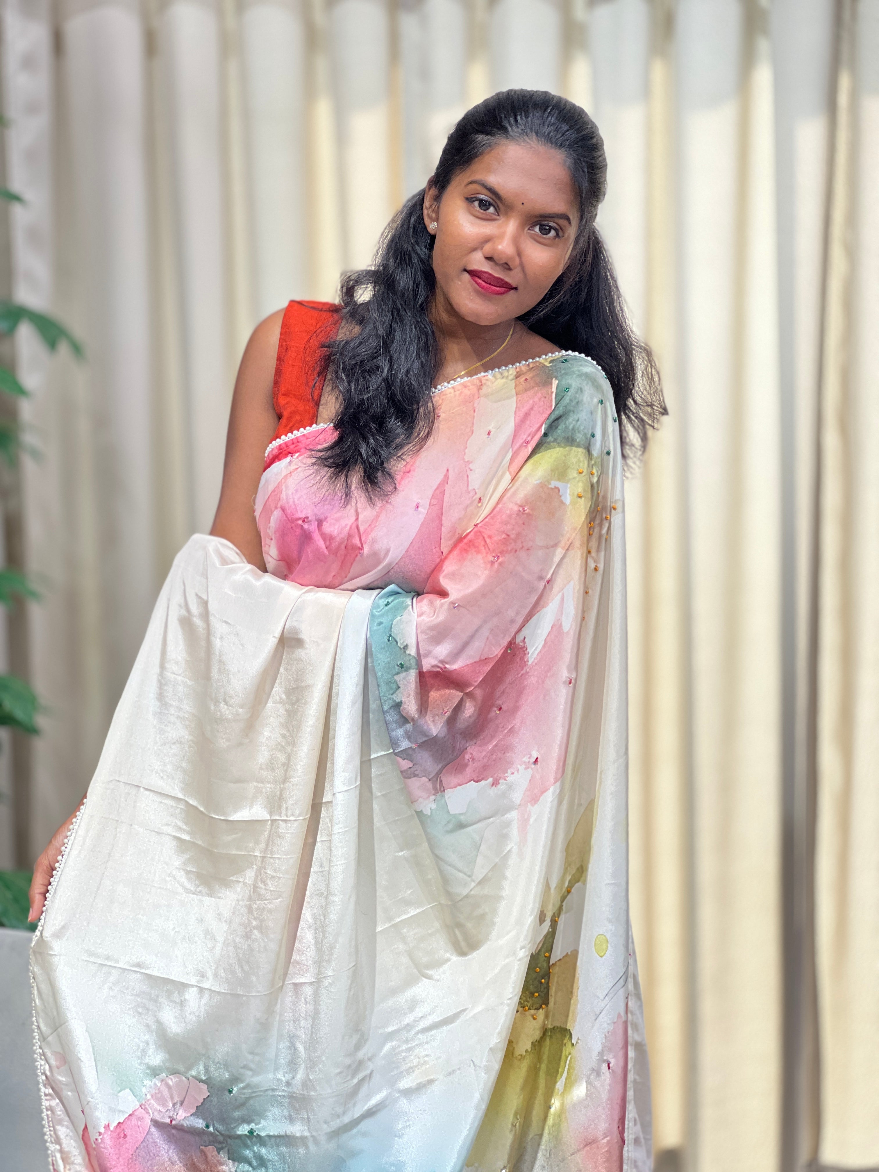 Digital Printed Crepe Silk Saree | HT446