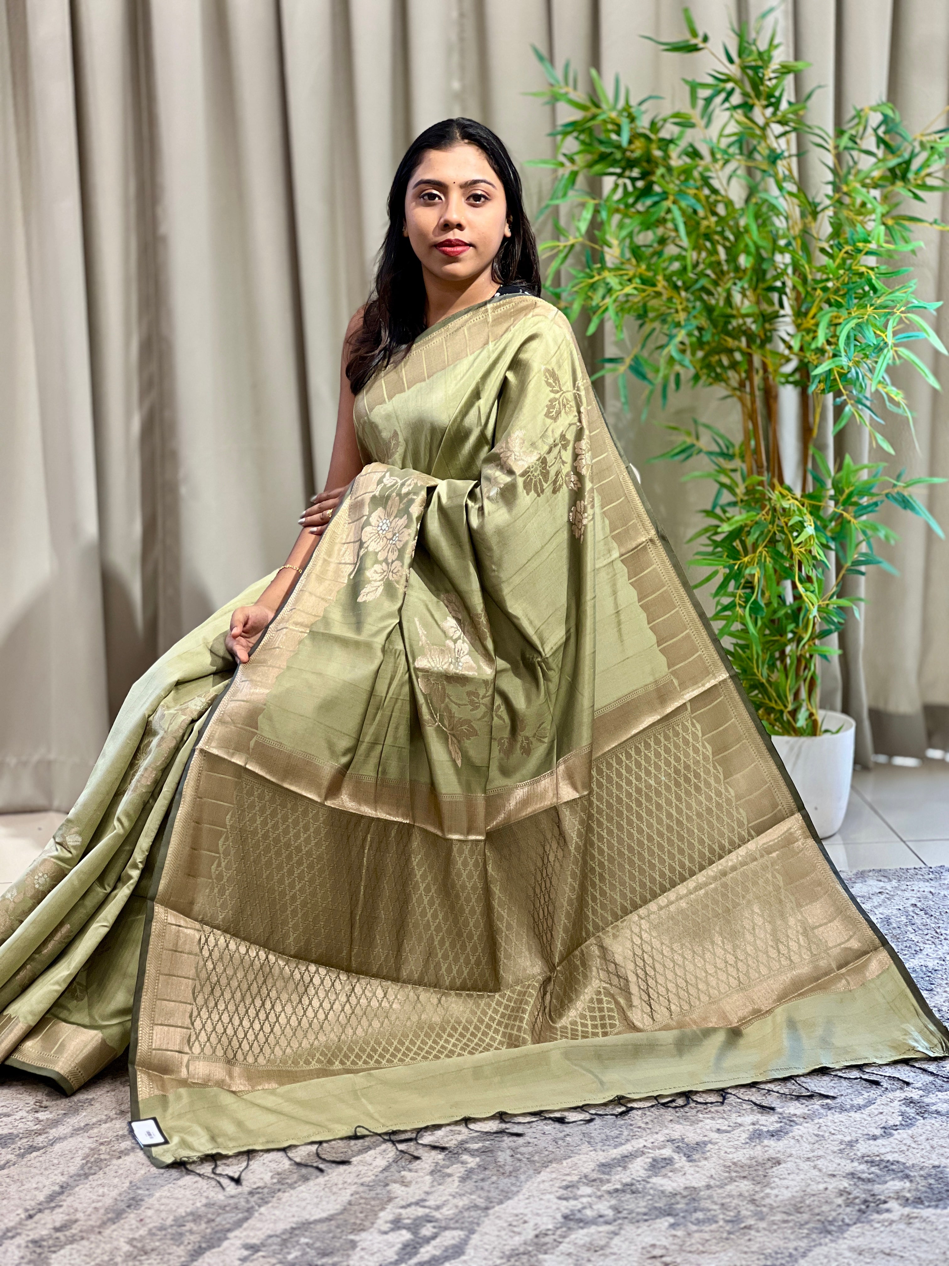 Zari Weaved Semi Tussar Saree | GA152