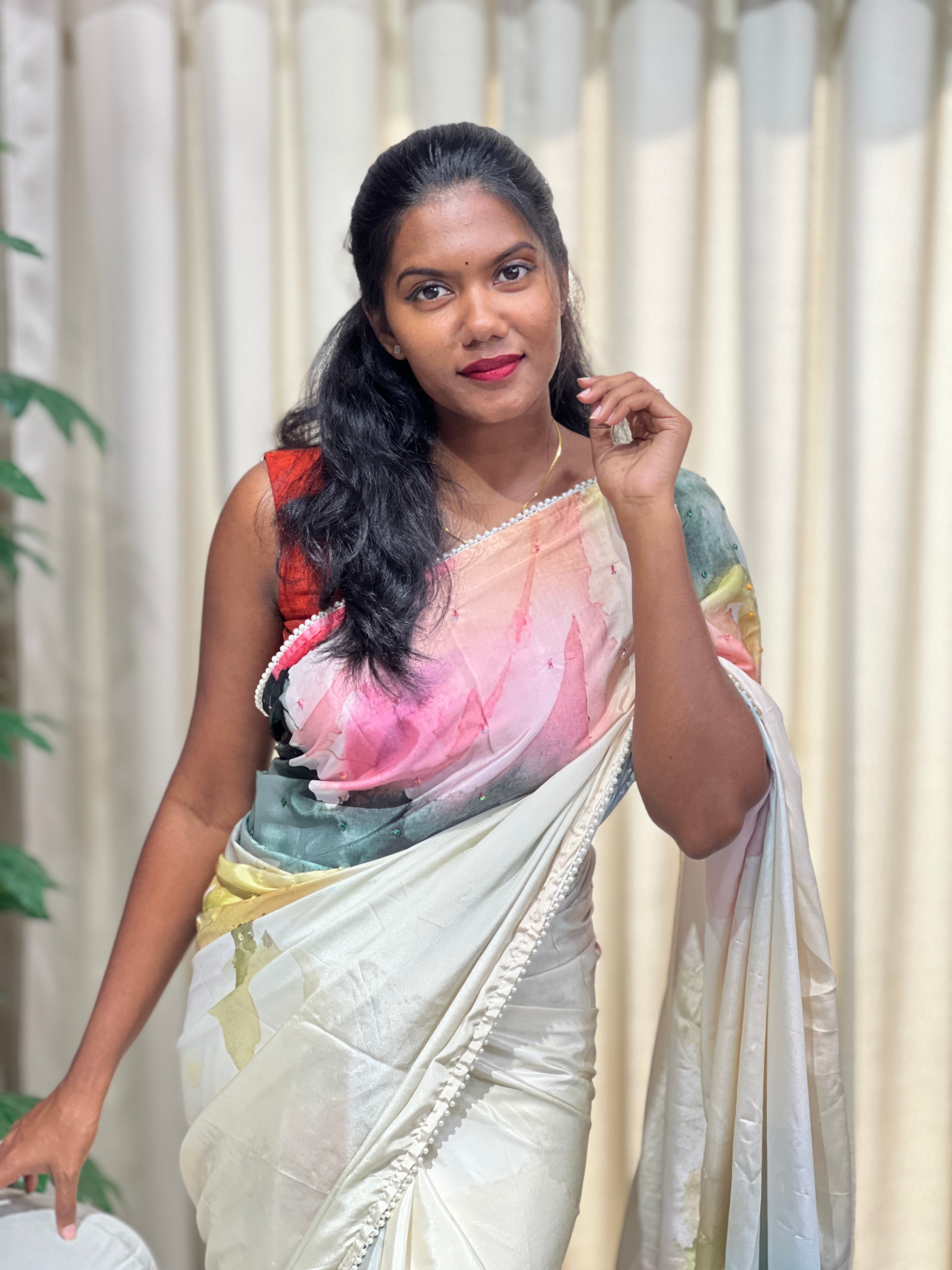 Digital Printed Crepe Silk Saree | HT446