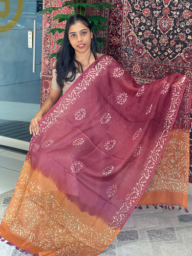 Batik Printed Manipuri Check Kota Dupatta | AHD334