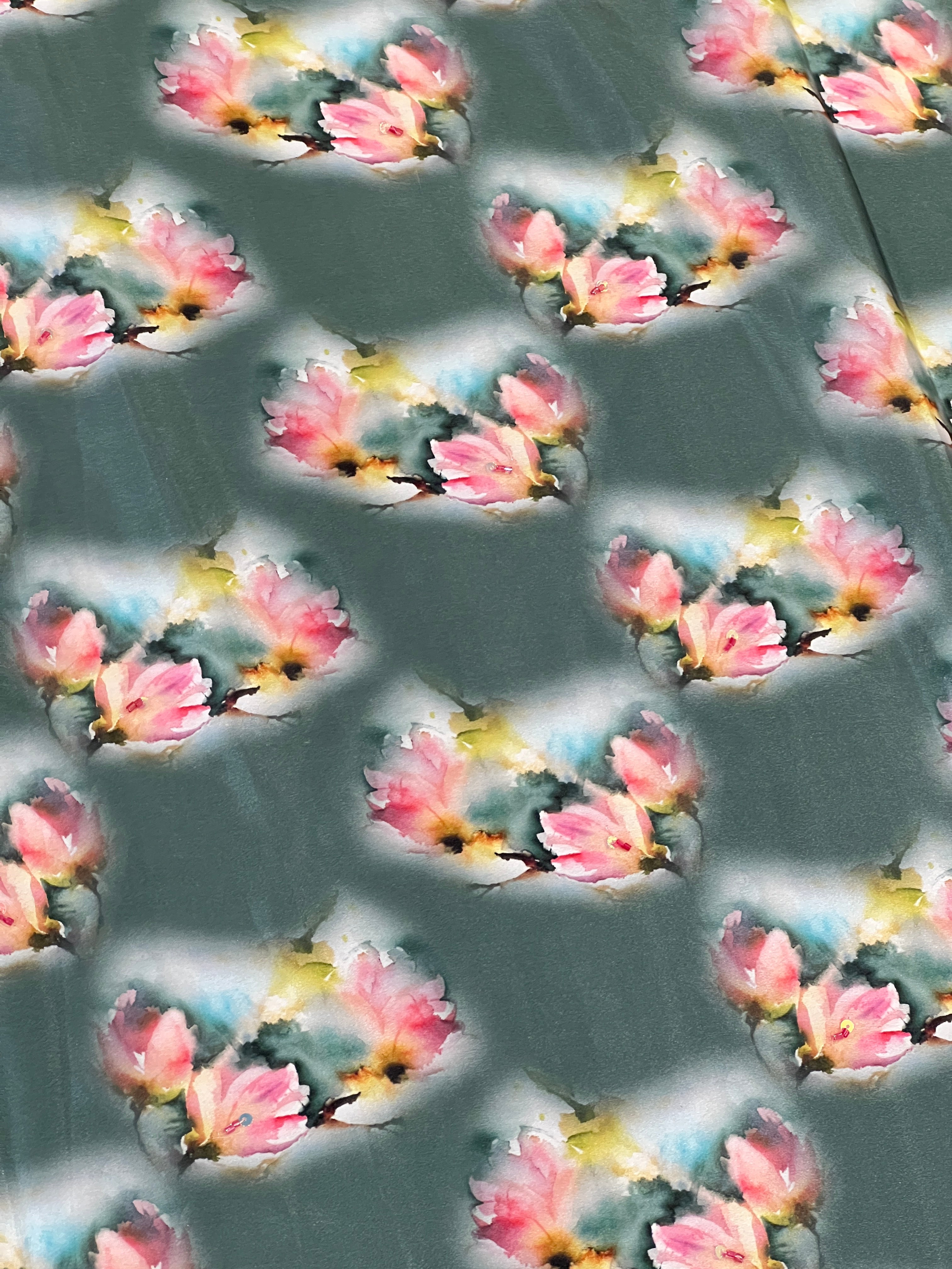 Digital Printed Crepe Silk Saree | HT446