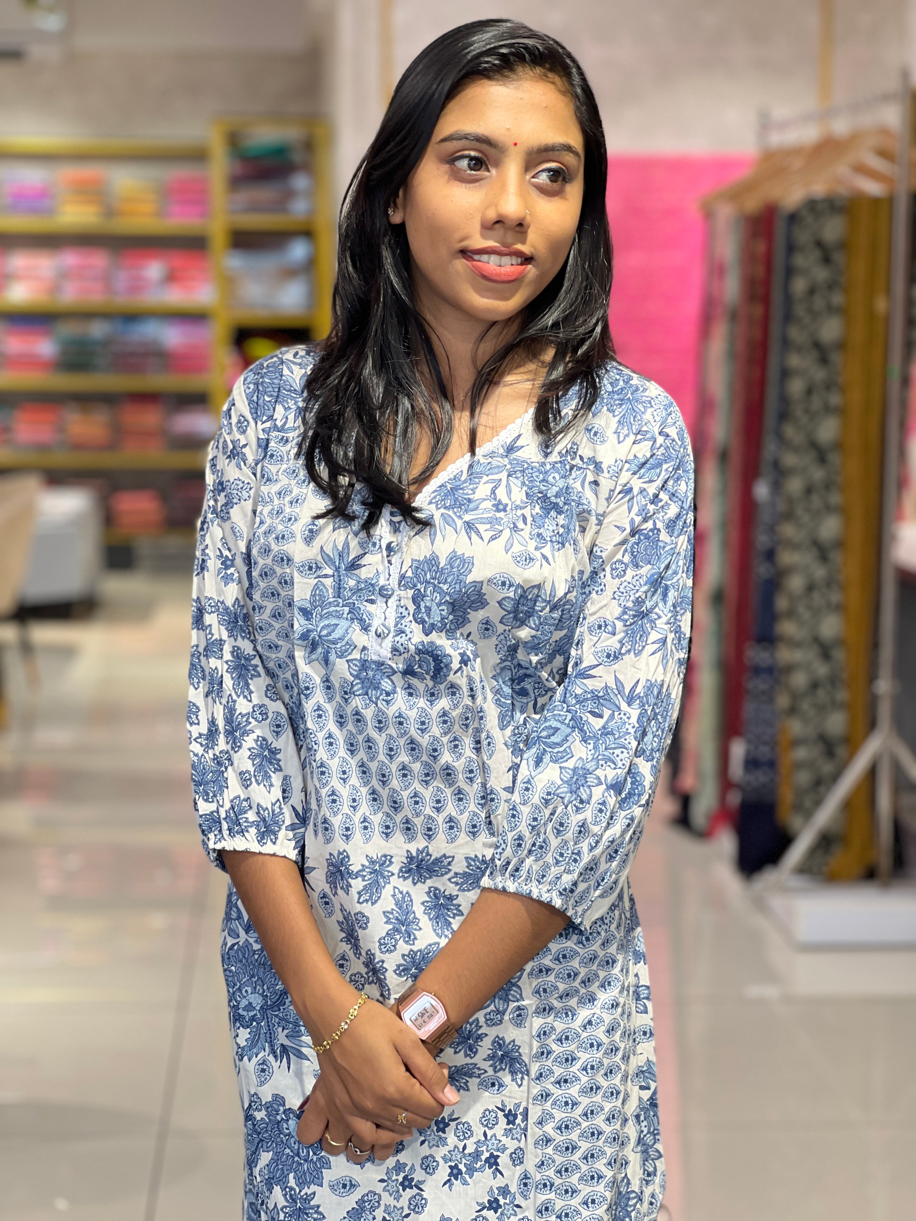 Floral Printed Cotton Kurta Set | TBS113
