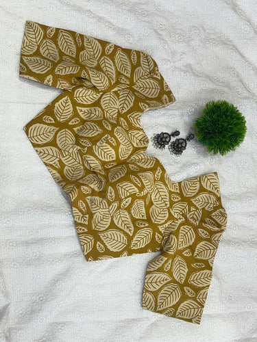 Leaf Printed Cotton Stitched Blouse | DNB108