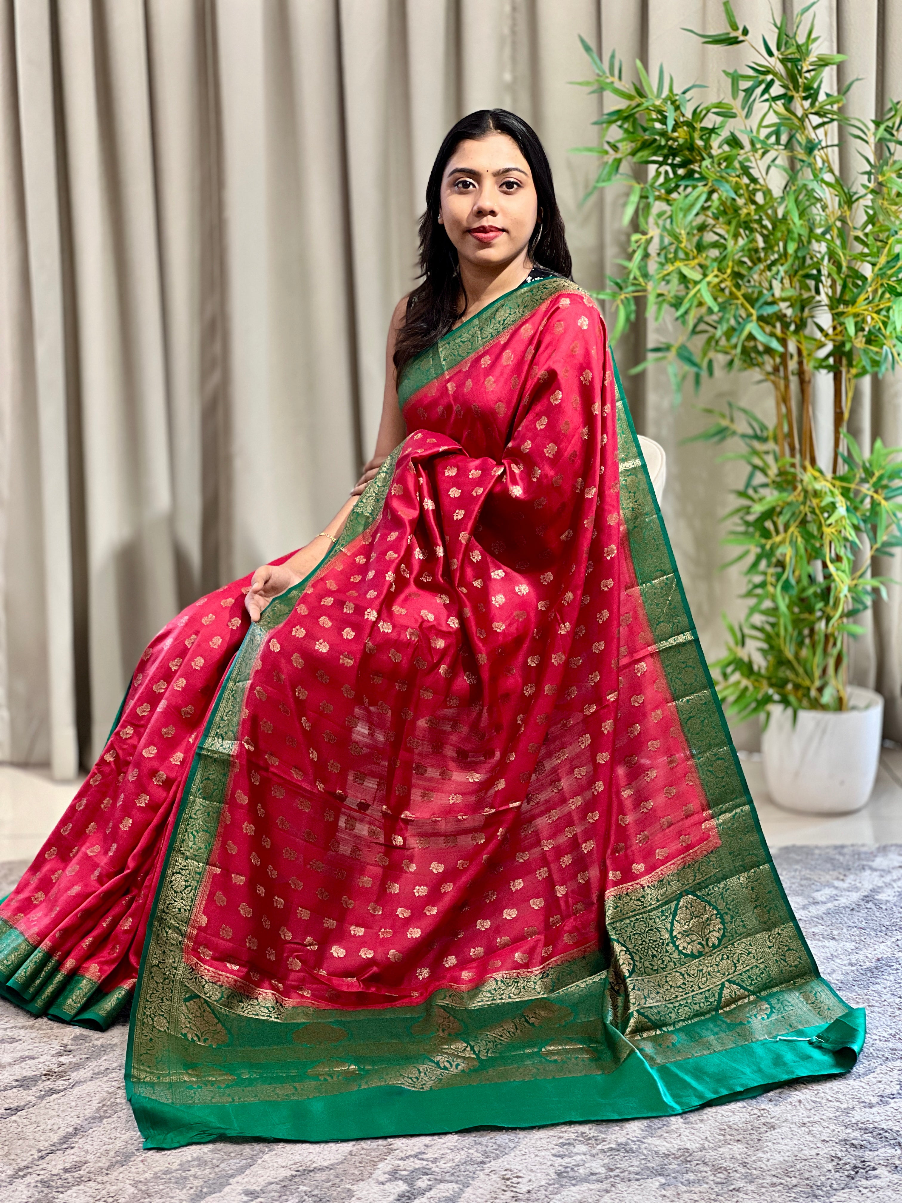 Buta Weaved Pattern Pure Tussar Saree  GA137