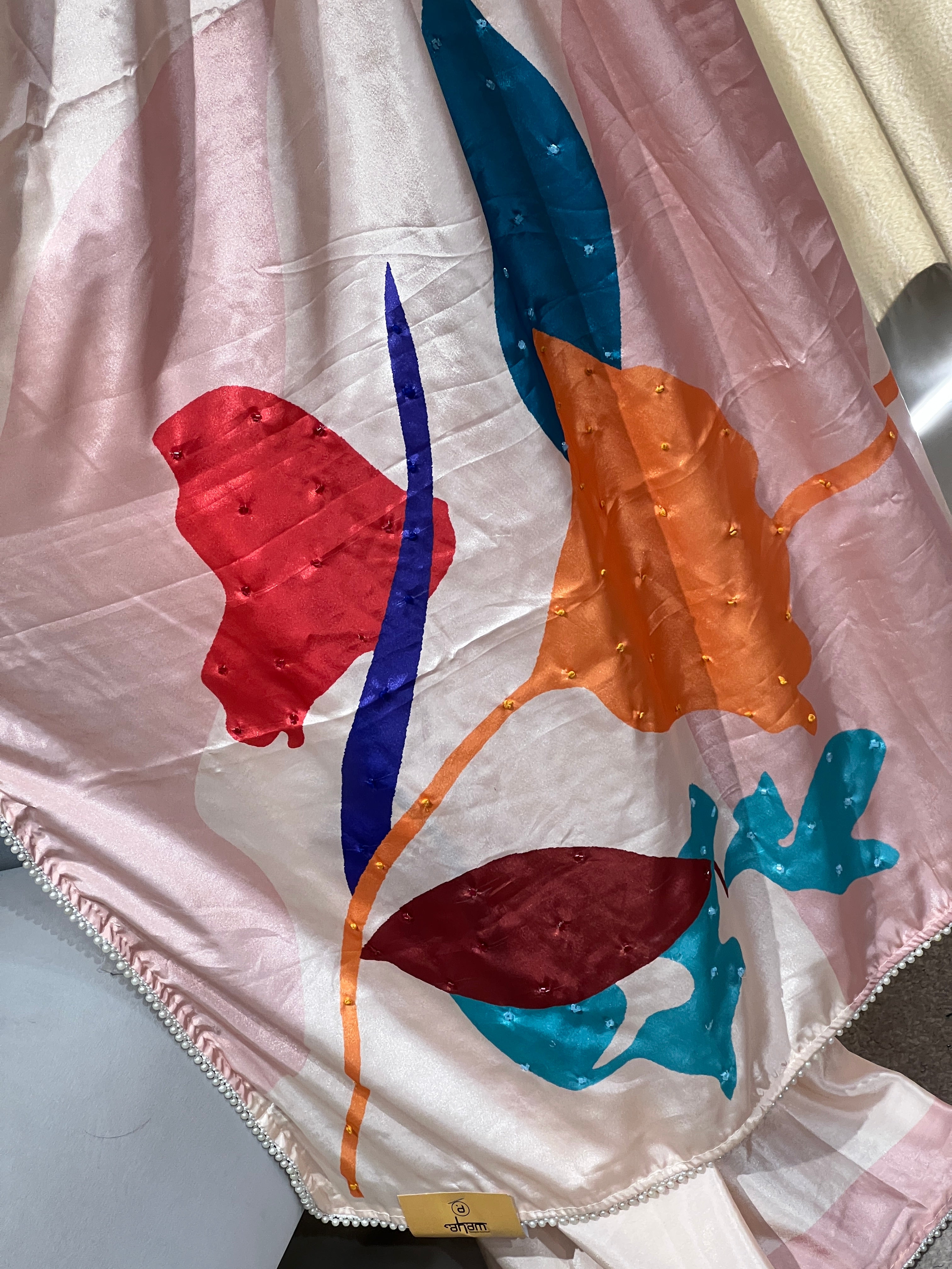 Abstract Printed Crepe Silk Saree | HT449