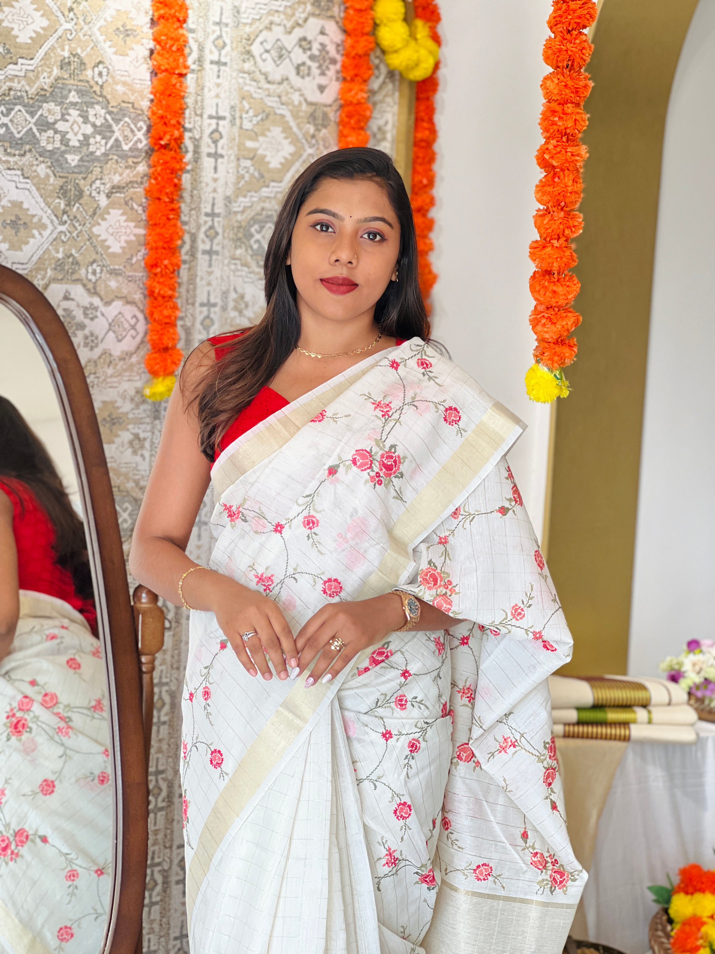 Check Weaving Chanderi Saree | MR506
