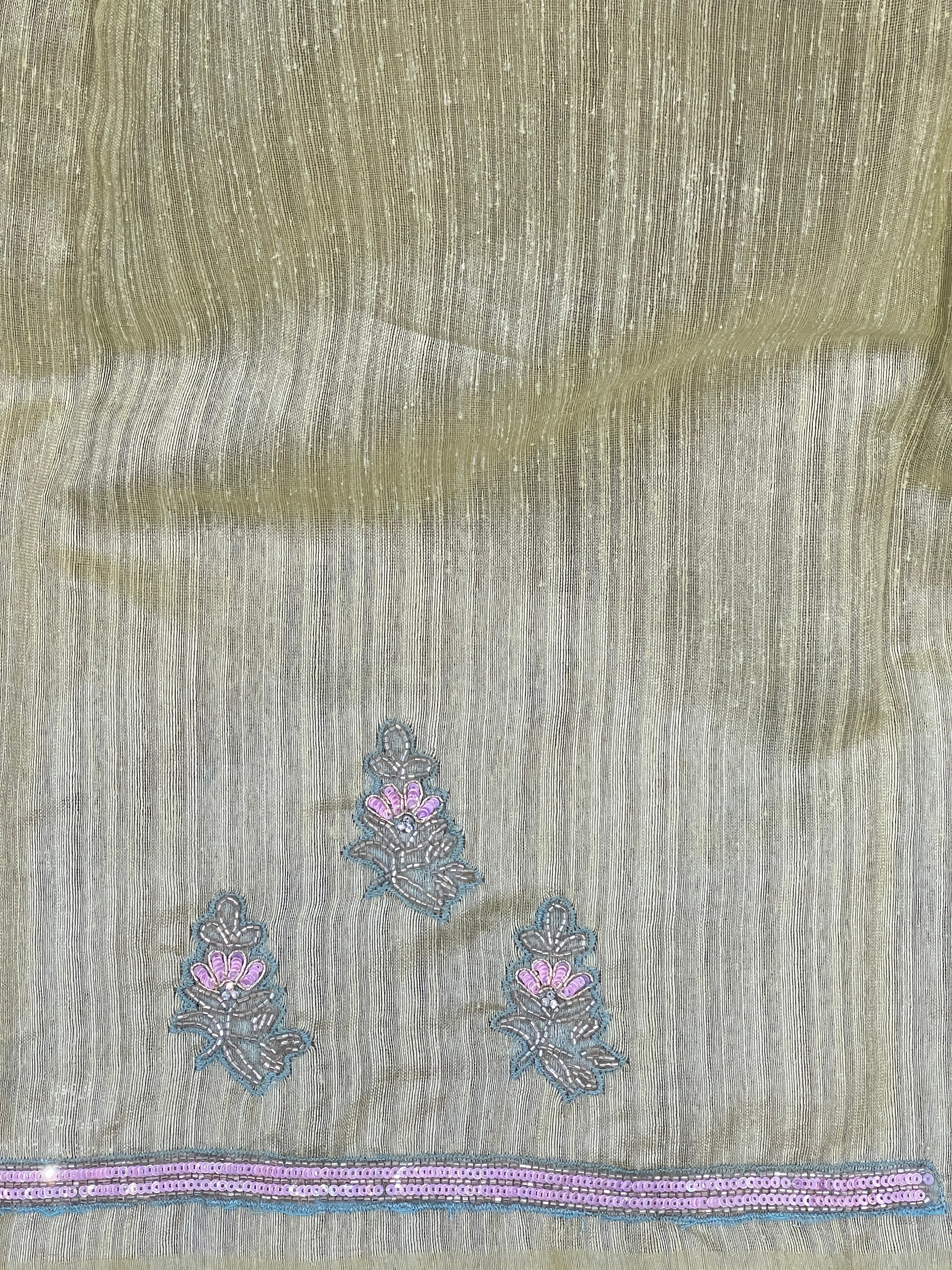 Hand Work & Embroidery Detaied Pure Tussar Saree | DN811